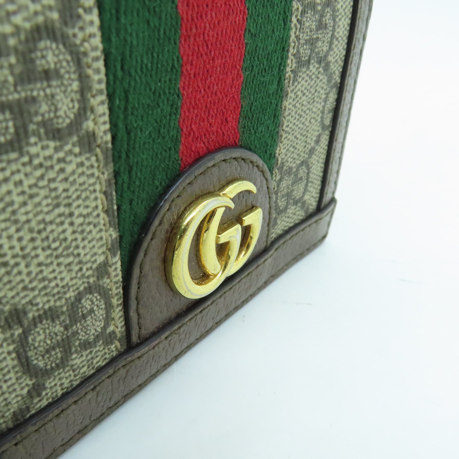 GUCCI 塗層帆布Wallet金扣錢包棕色