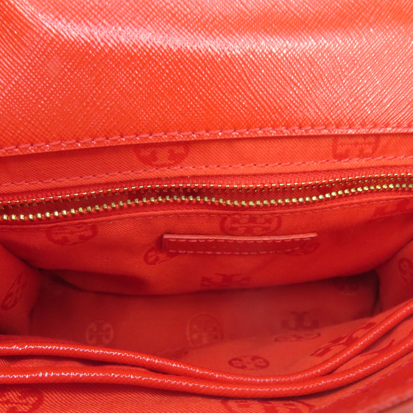 Tory Burch 【激減優惠】塗層皮革Shoulder Bag金扣鏈帶肩背袋紅色
