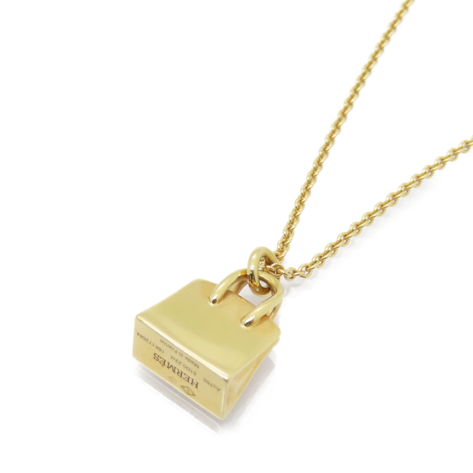 HERMES 【激減優惠】18K玫瑰金Birkin Amulette Pendant 0.22ct鑽石項鍊金色
