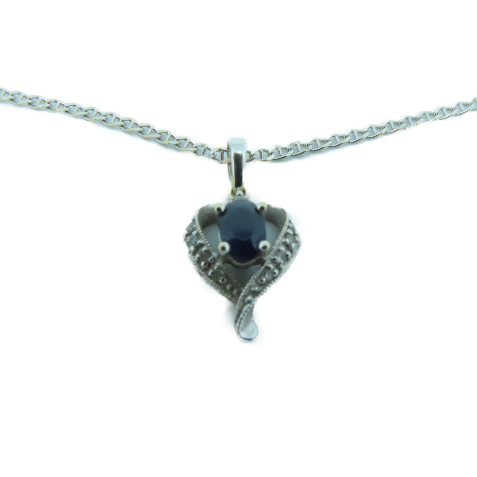 JEWELRY 18K白金Necklace蓝宝石项链