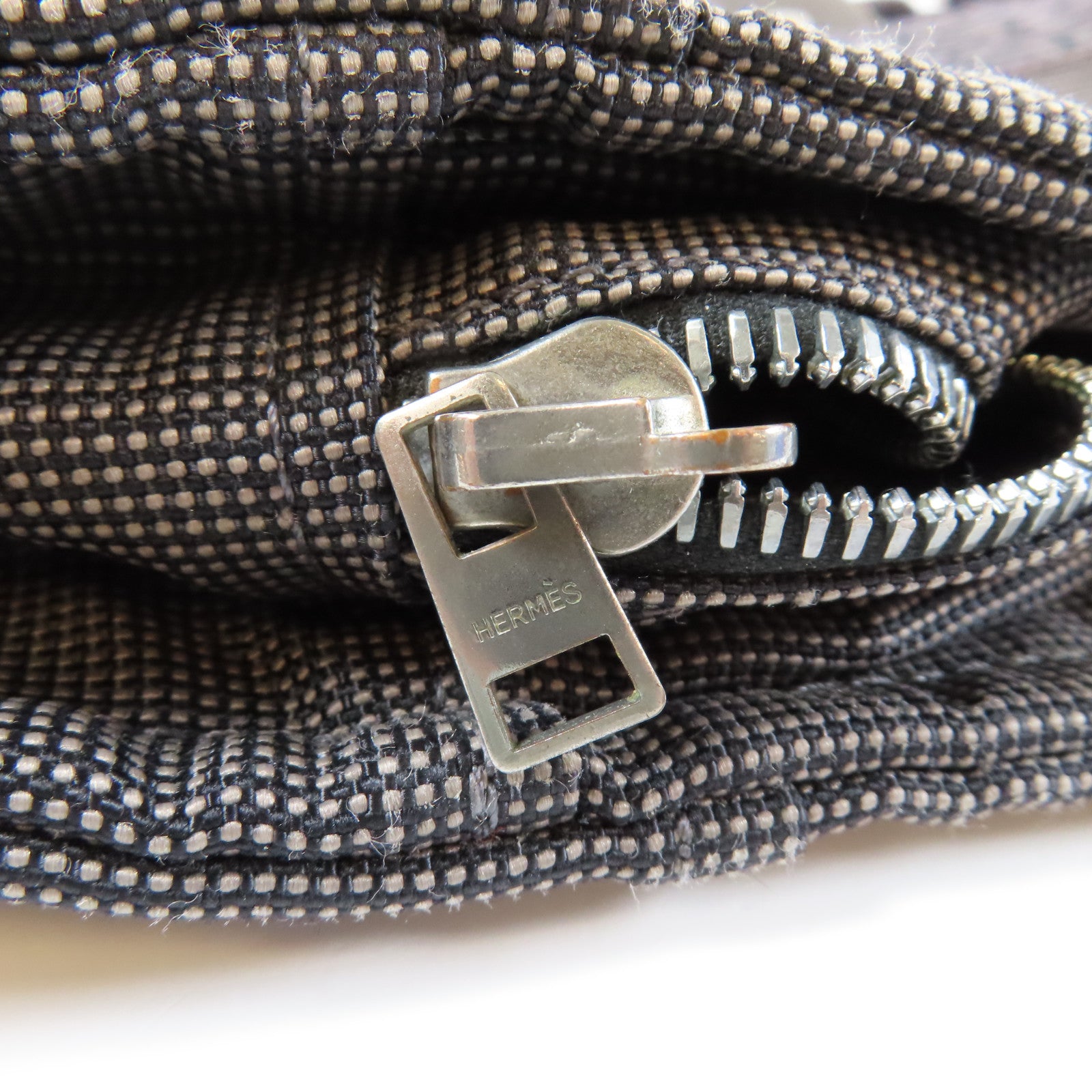 HERMES 帆布Herline Tote銀扣手挽袋啡色