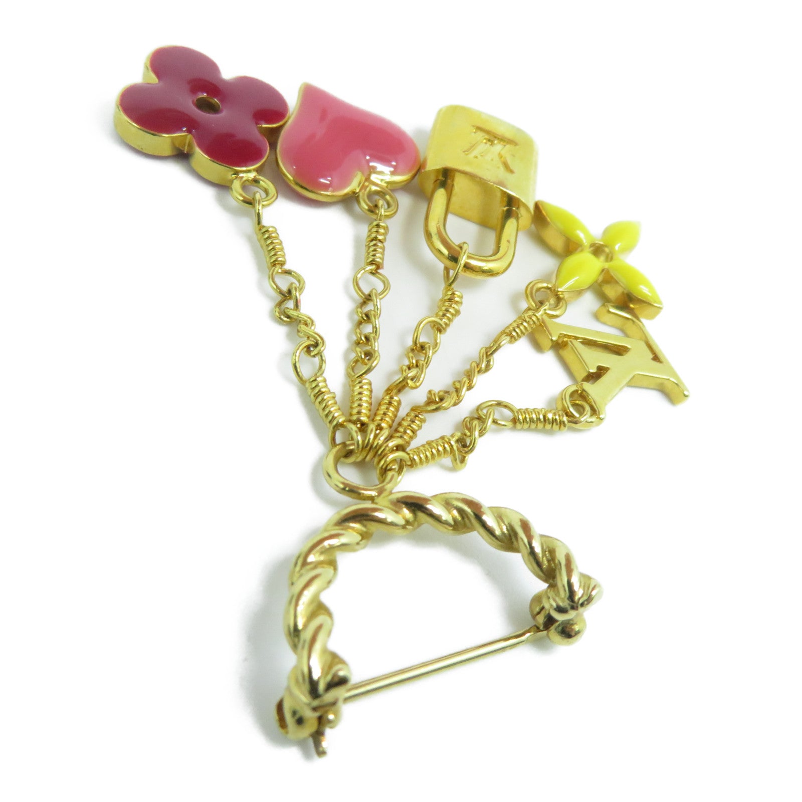 LOUIS VUITTON 金屬Brooch胸針金色/粉紅色