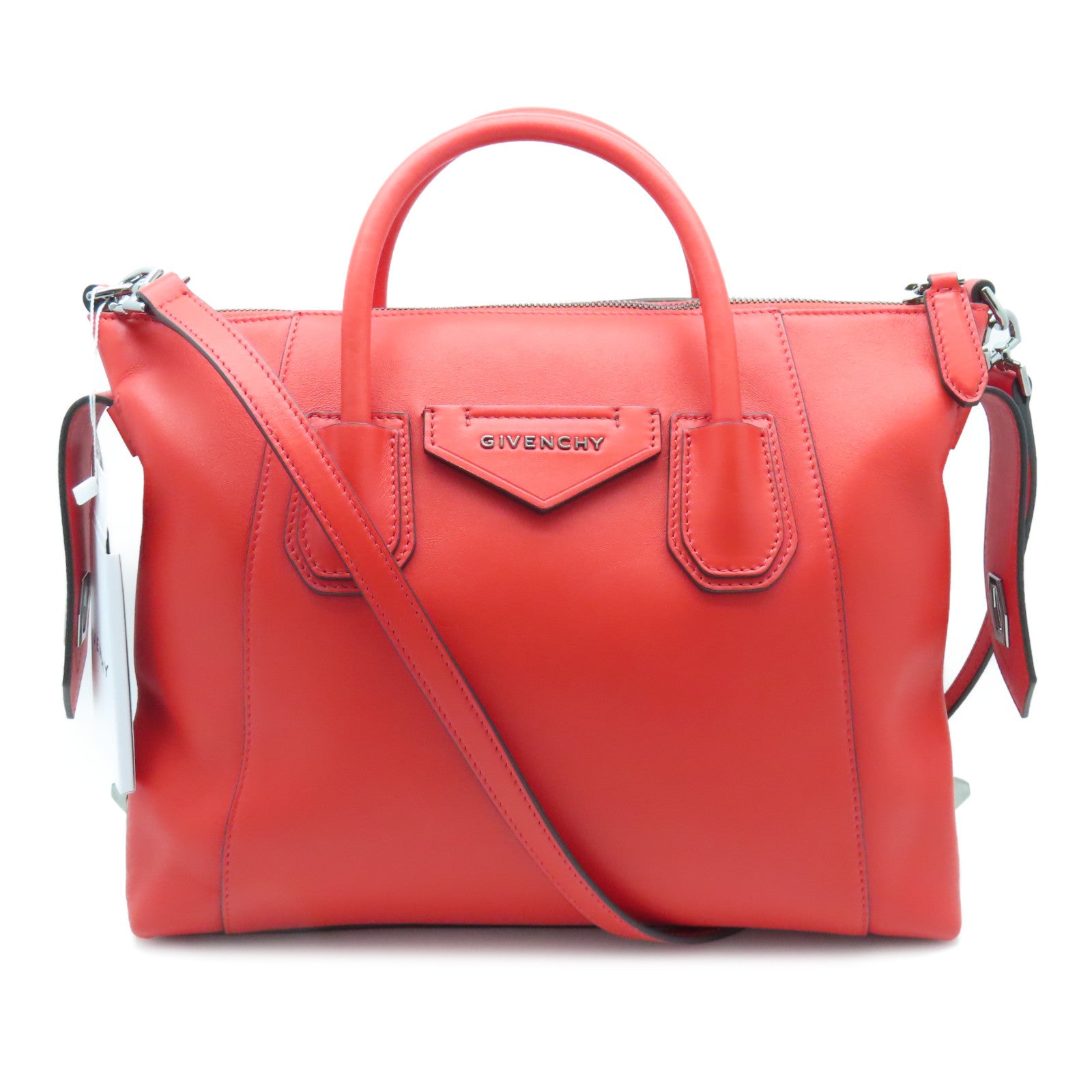 GIVENCHY 牛皮皮革2way Shoulder Bag银扣手挽肩背两用袋红色