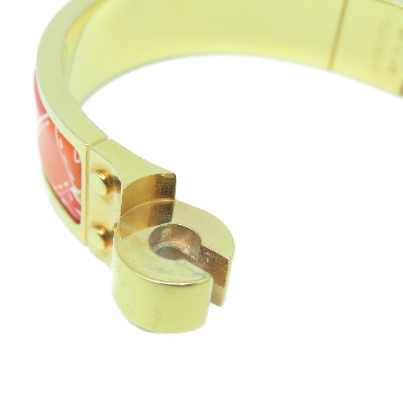 HERMES 金屬/琺瑯Hinged Bracelet手鐲金色/橙色/紅色