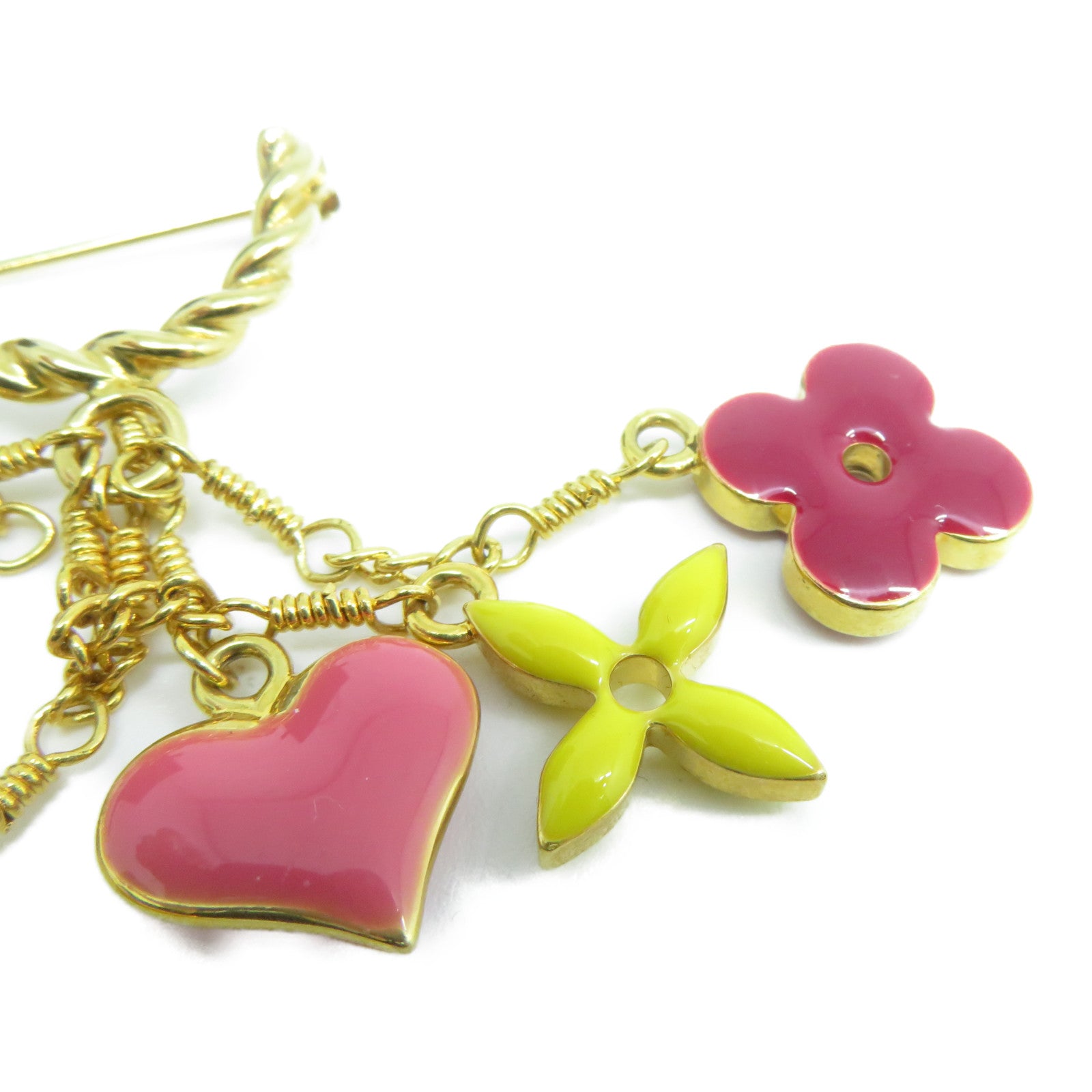 LOUIS VUITTON 金屬Brooch胸針金色/粉紅色