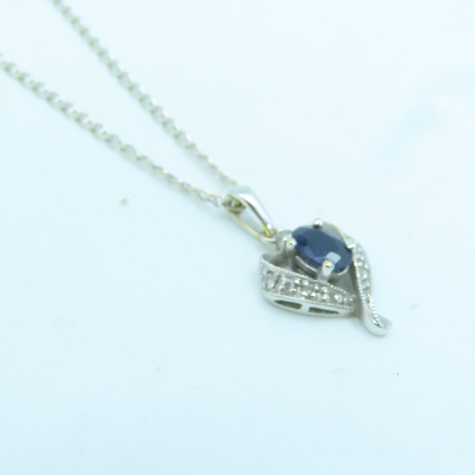 JEWELRY 18K白金Necklace蓝宝石项链