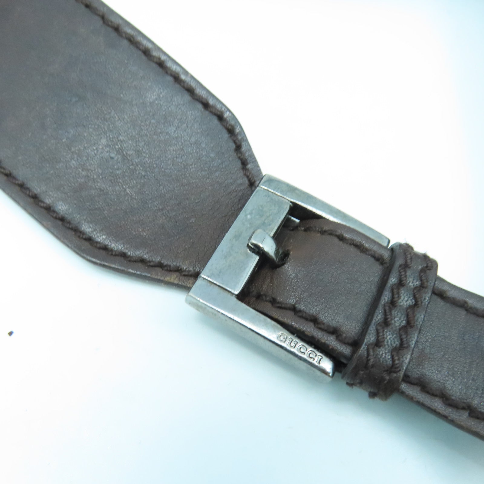 GUCCI 塗層帆布Shoulder Bag銀扣肩背袋棕色