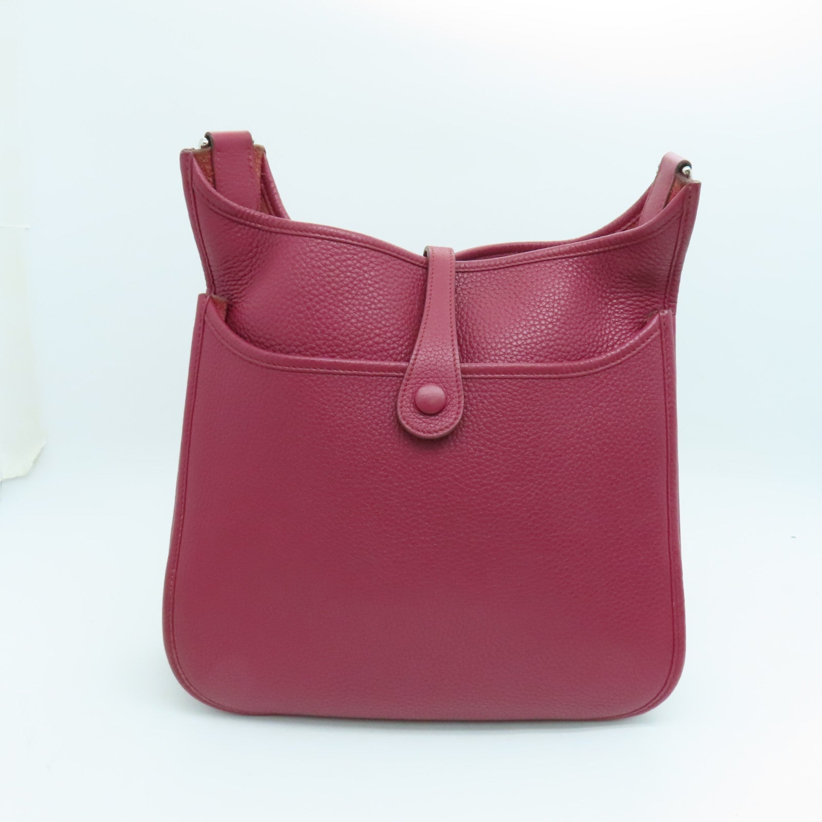 HERMES Clemence皮革Evelyne PM银扣肩背袋红色