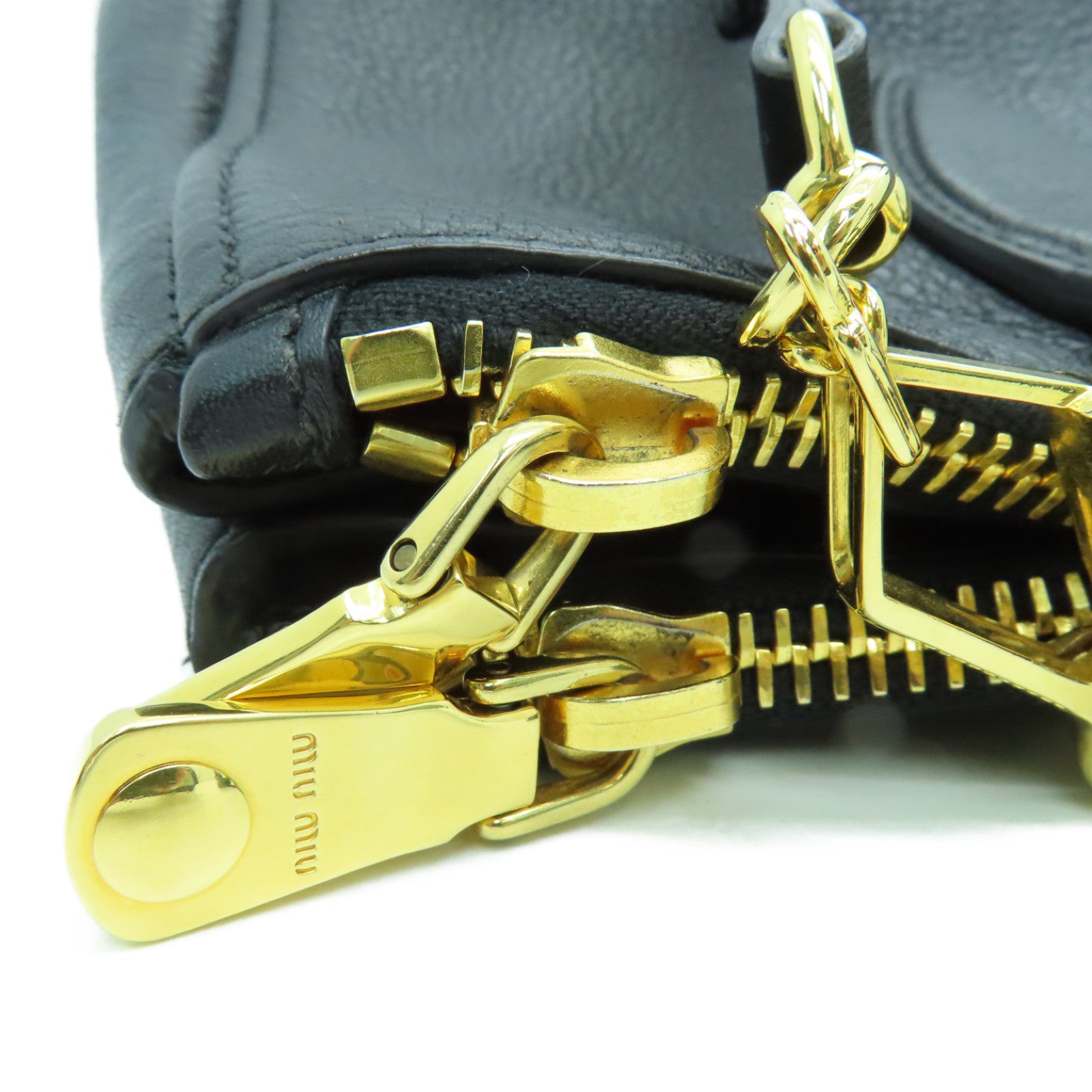 Miu Miu 牛皮皮革2 Way Shoulder Bag金扣手挽肩背两用袋黑色