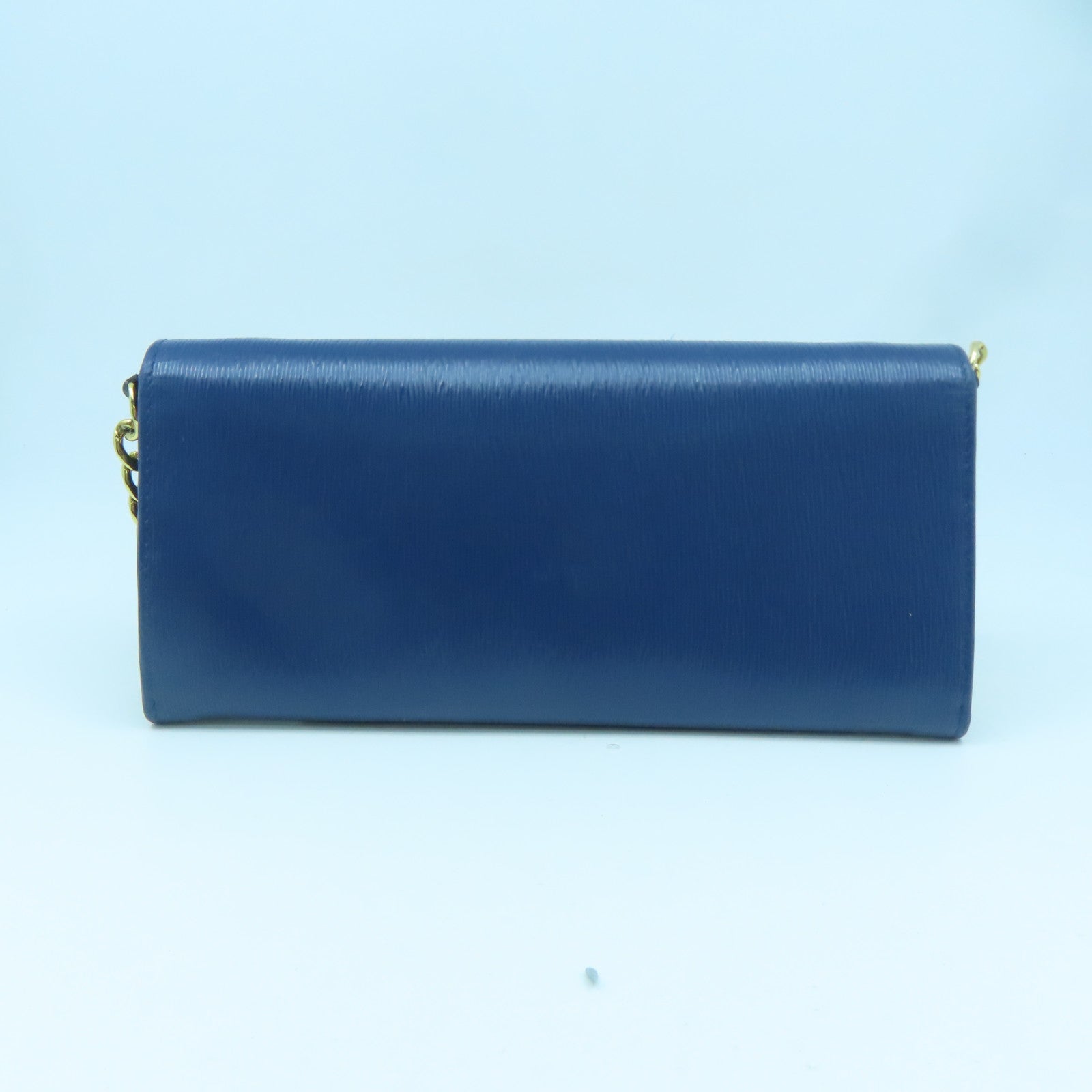 PRADA Saffiano皮革Wallet On Chain金扣鏈帶肩背袋藍色