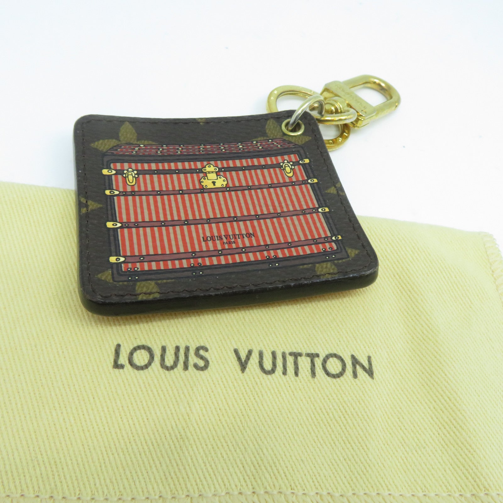 LOUIS VUITTON Monogram Illustre Bordeaux Trunk金扣鎖匙扣紅色/啡色