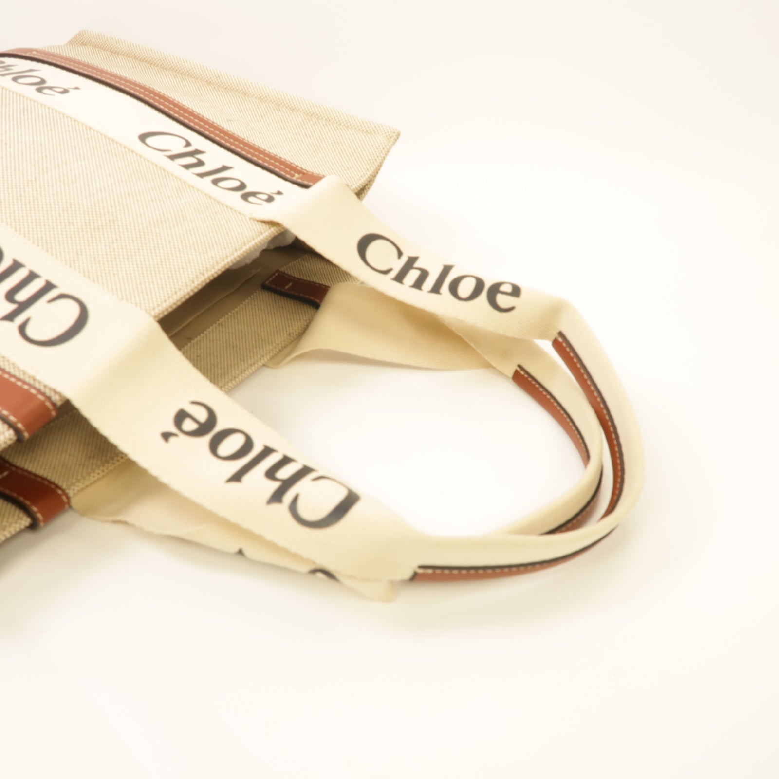 Chloe 帆布Tote Bag手挽袋米色/棕色