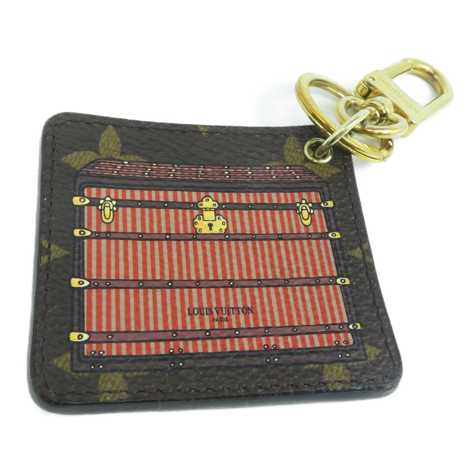 LOUIS VUITTON Monogram Illustre Bordeaux Trunk金扣鎖匙扣紅色/啡色