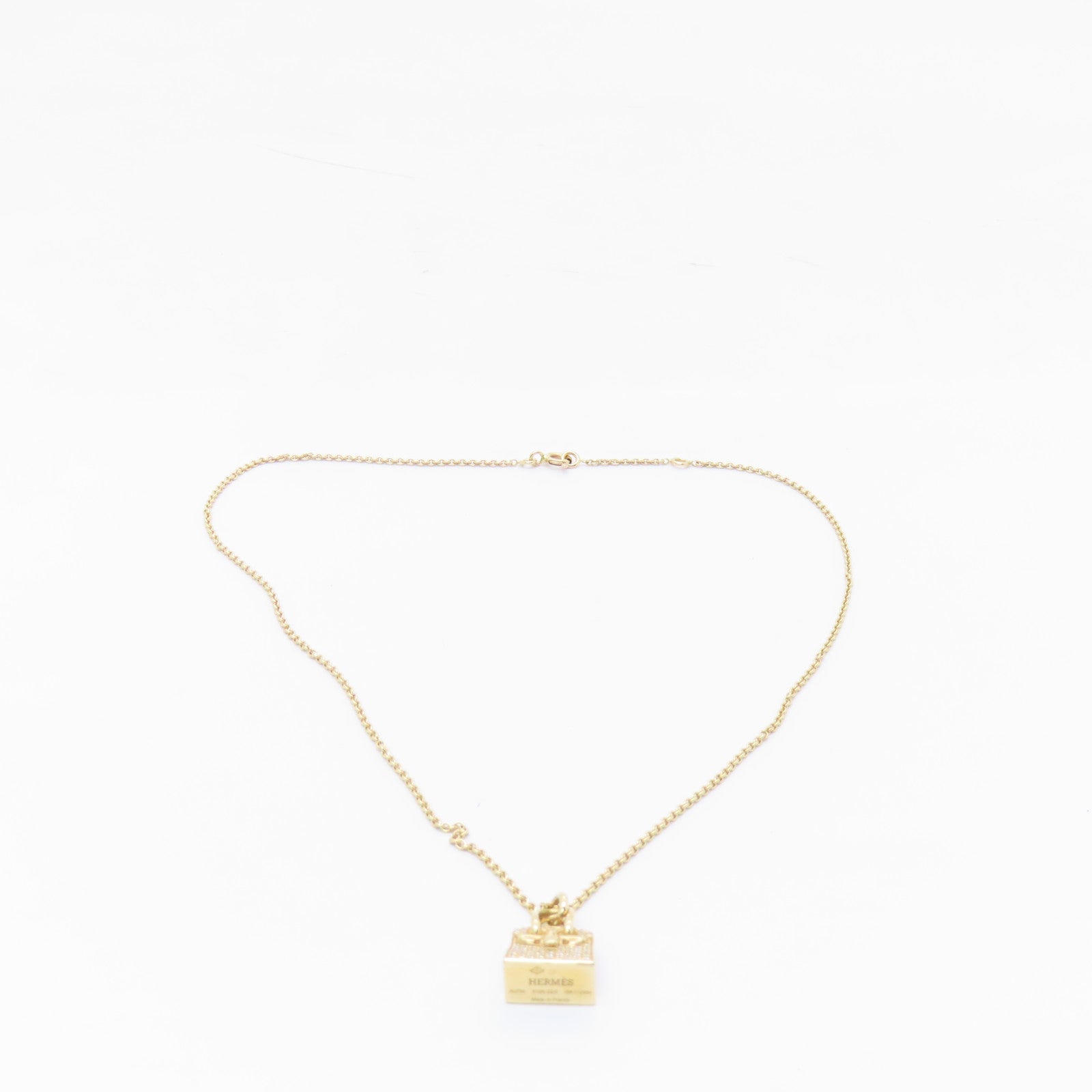 HERMES 【激減優惠】18K玫瑰金Birkin Amulette Pendant 0.22ct鑽石項鍊金色