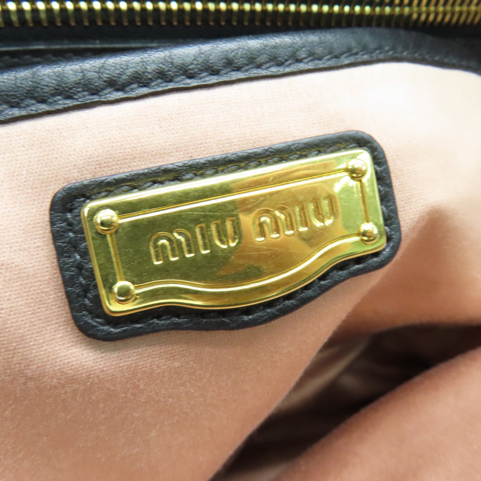 Miu Miu 牛皮皮革2 Way Shoulder Bag金扣手挽肩背两用袋黑色