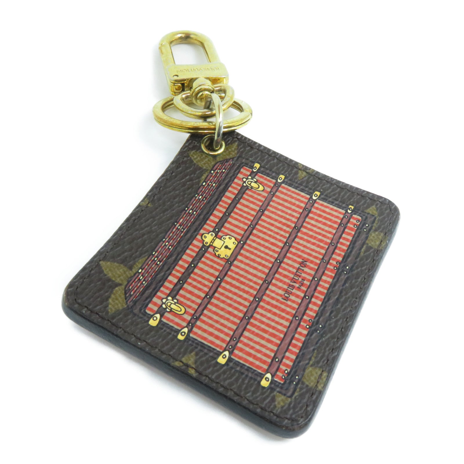 LOUIS VUITTON Monogram Illustre Bordeaux Trunk金扣鎖匙扣紅色/啡色