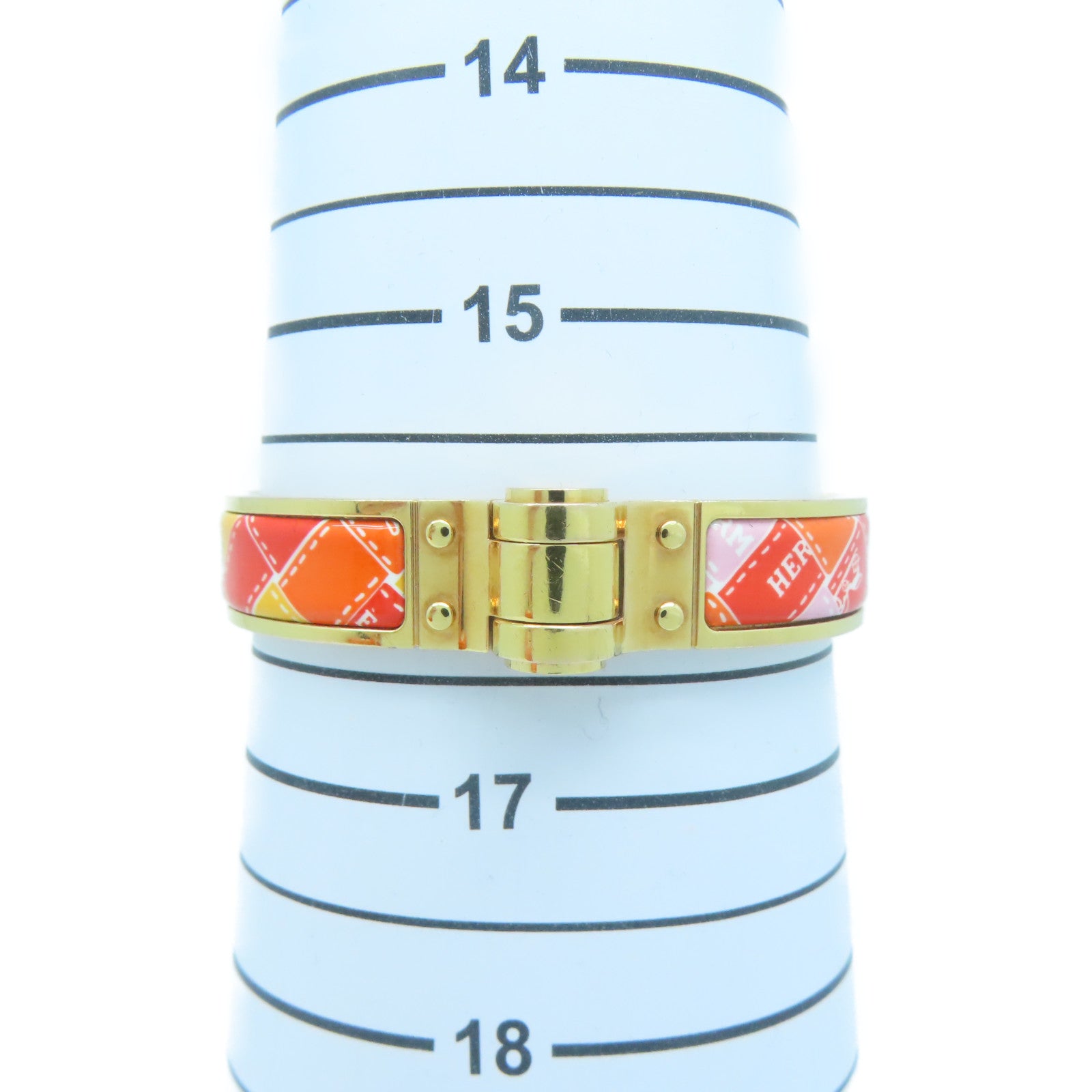 HERMES 金屬/琺瑯Hinged Bracelet手鐲金色/橙色/紅色
