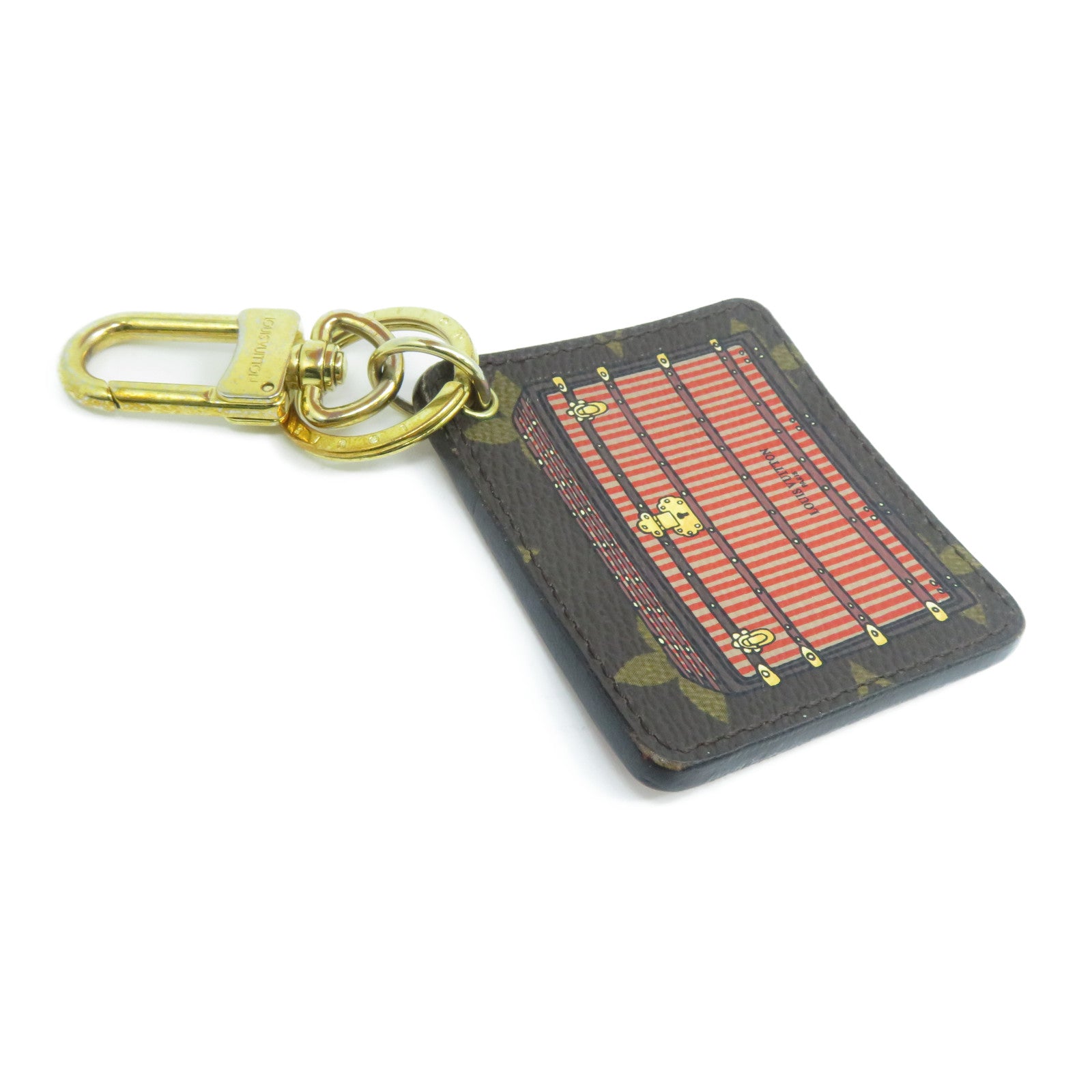 LOUIS VUITTON Monogram Illustre Bordeaux Trunk金扣鎖匙扣紅色/啡色