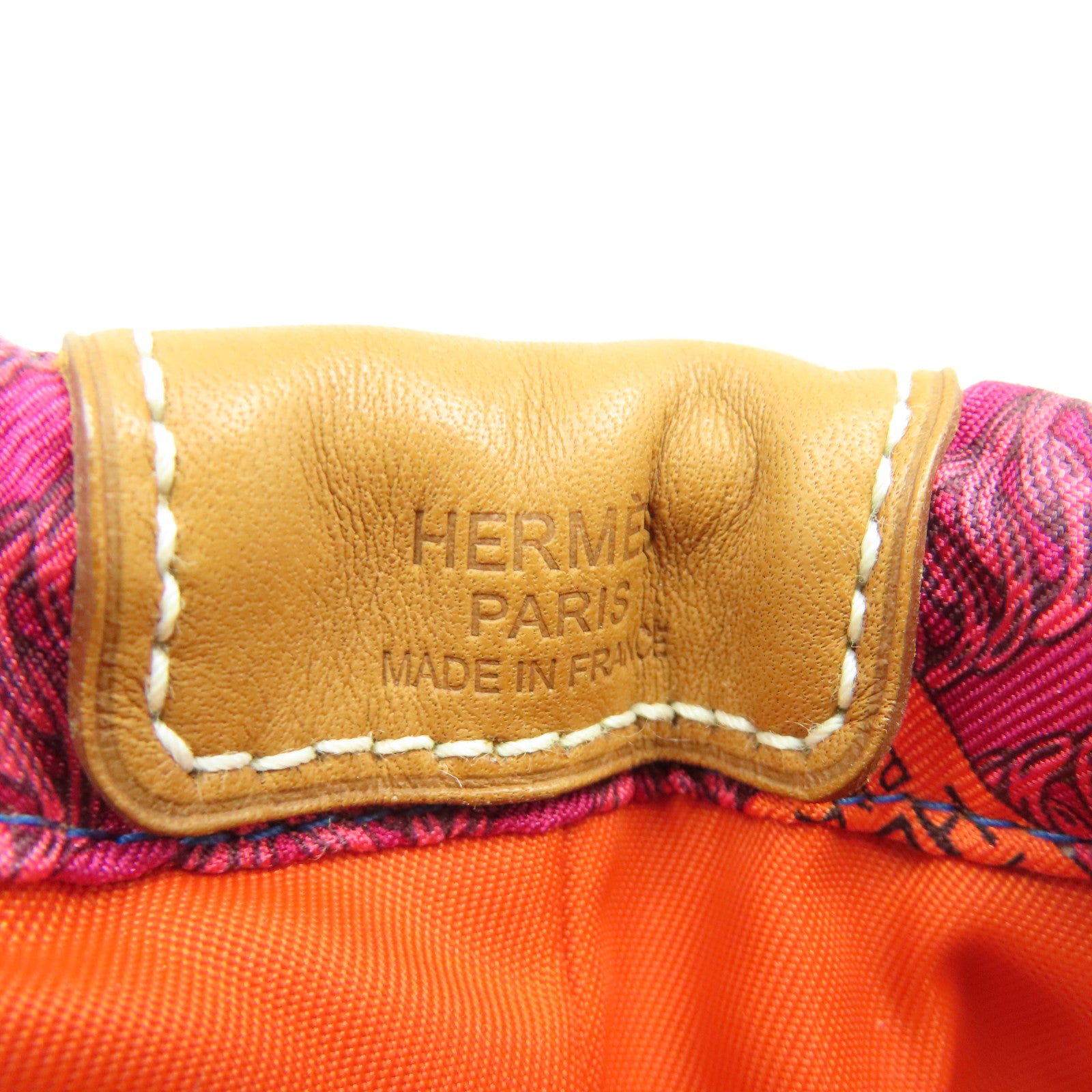 HERMES 絲質Pouch銀扣手拿包藍色/紅色
