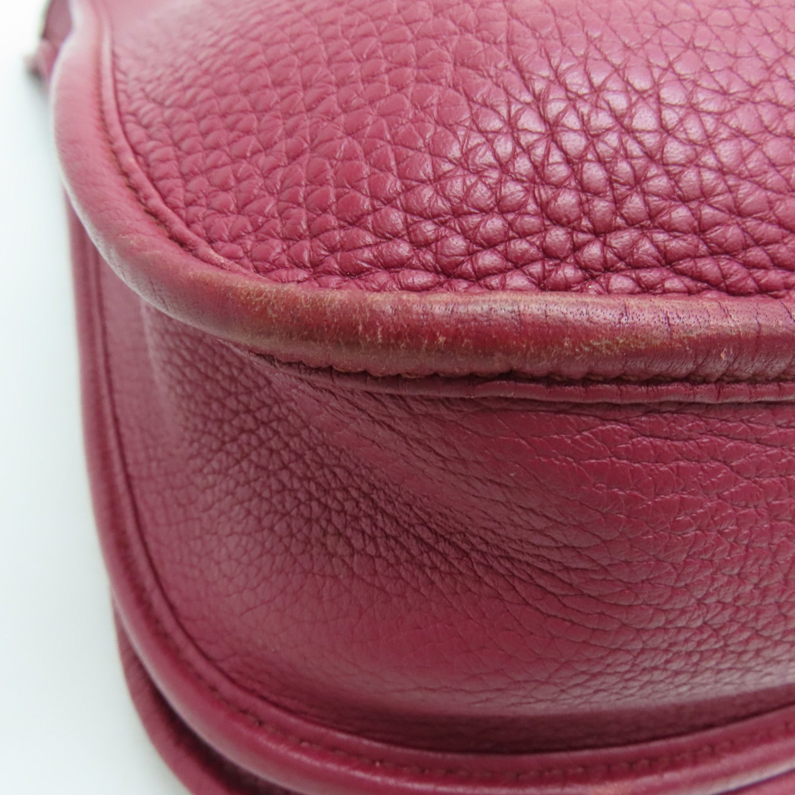 HERMES Clemence皮革Evelyne PM银扣肩背袋红色