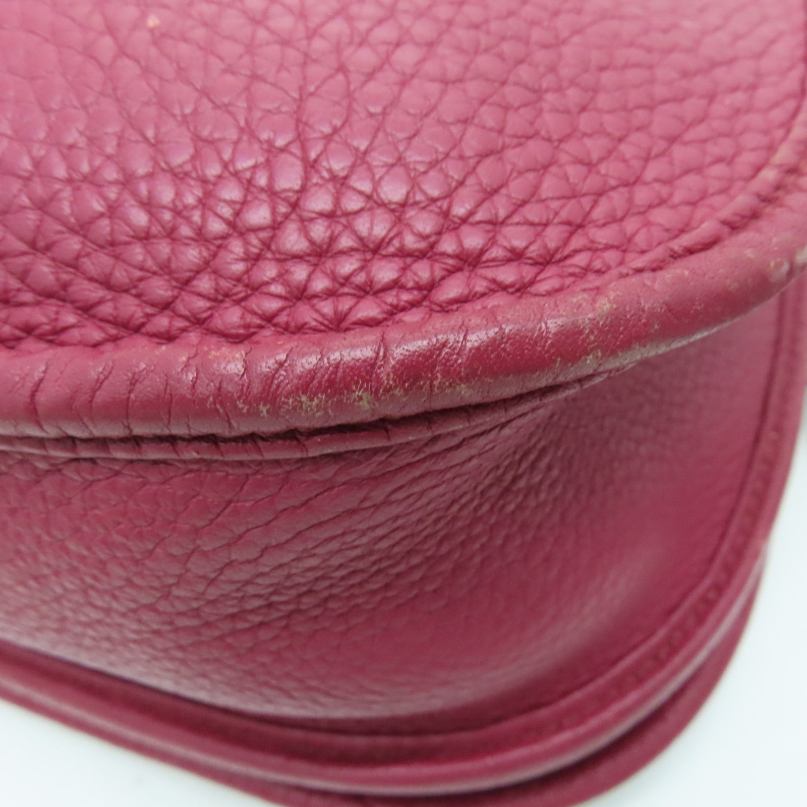 HERMES Clemence皮革Evelyne PM银扣肩背袋红色