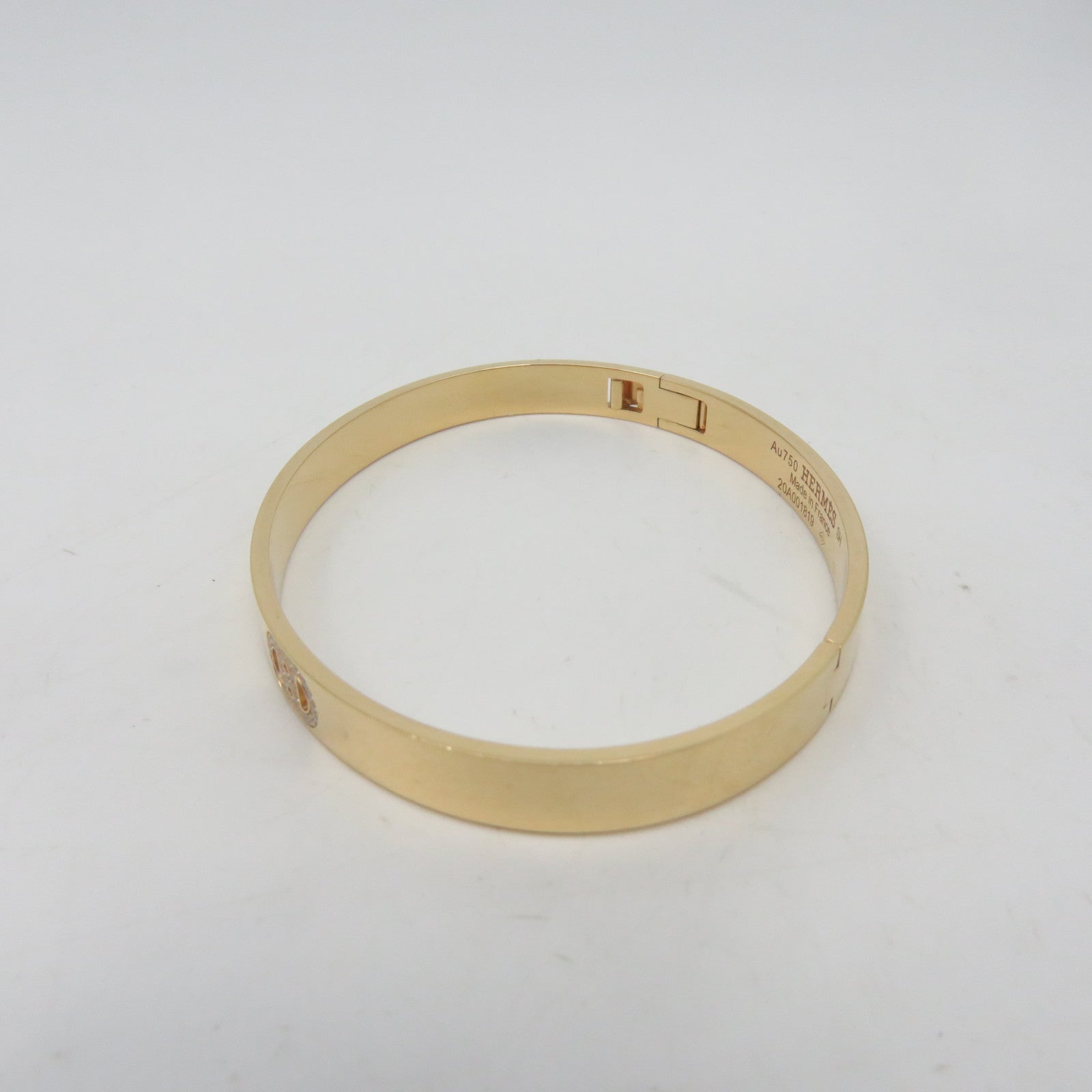 HERMES 18K黃金0.07ct鑽石H D'ancre Bracelet金色手鐲