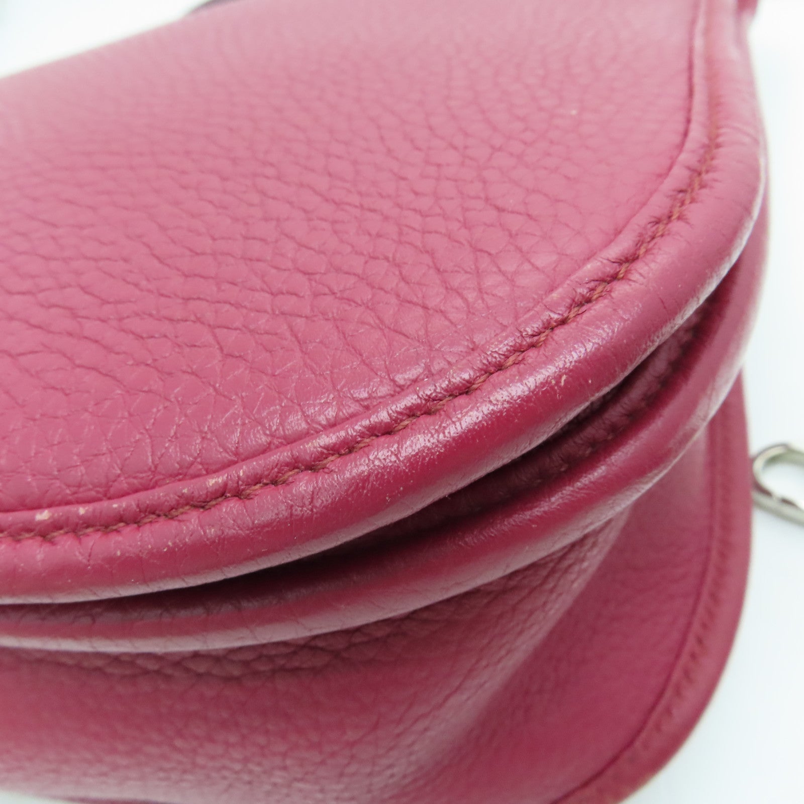 HERMES Clemence皮革Evelyne PM银扣肩背袋红色