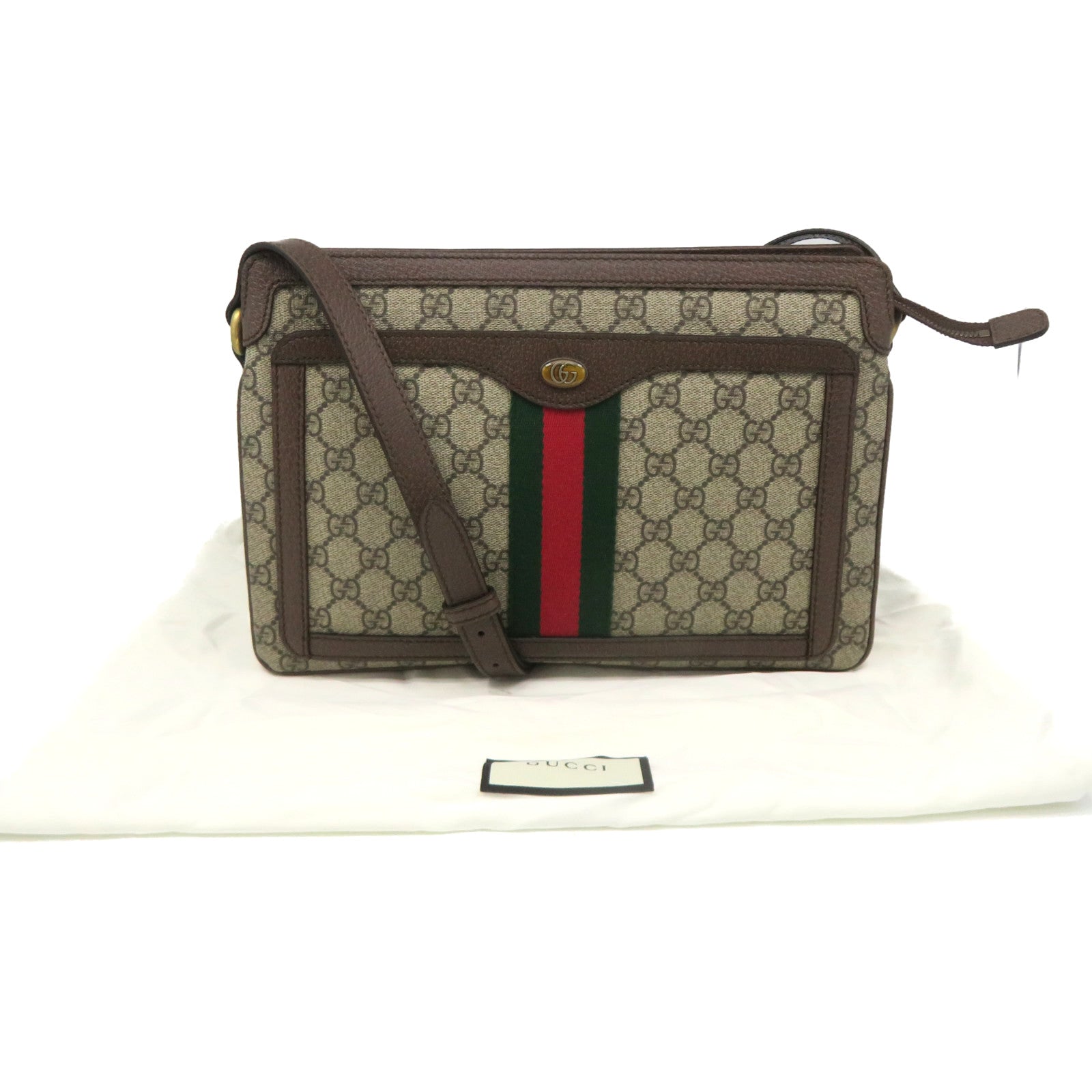 GUCCI 【激減優惠】塗層帆布Ophidia Shoulder Bag肩背袋啡色