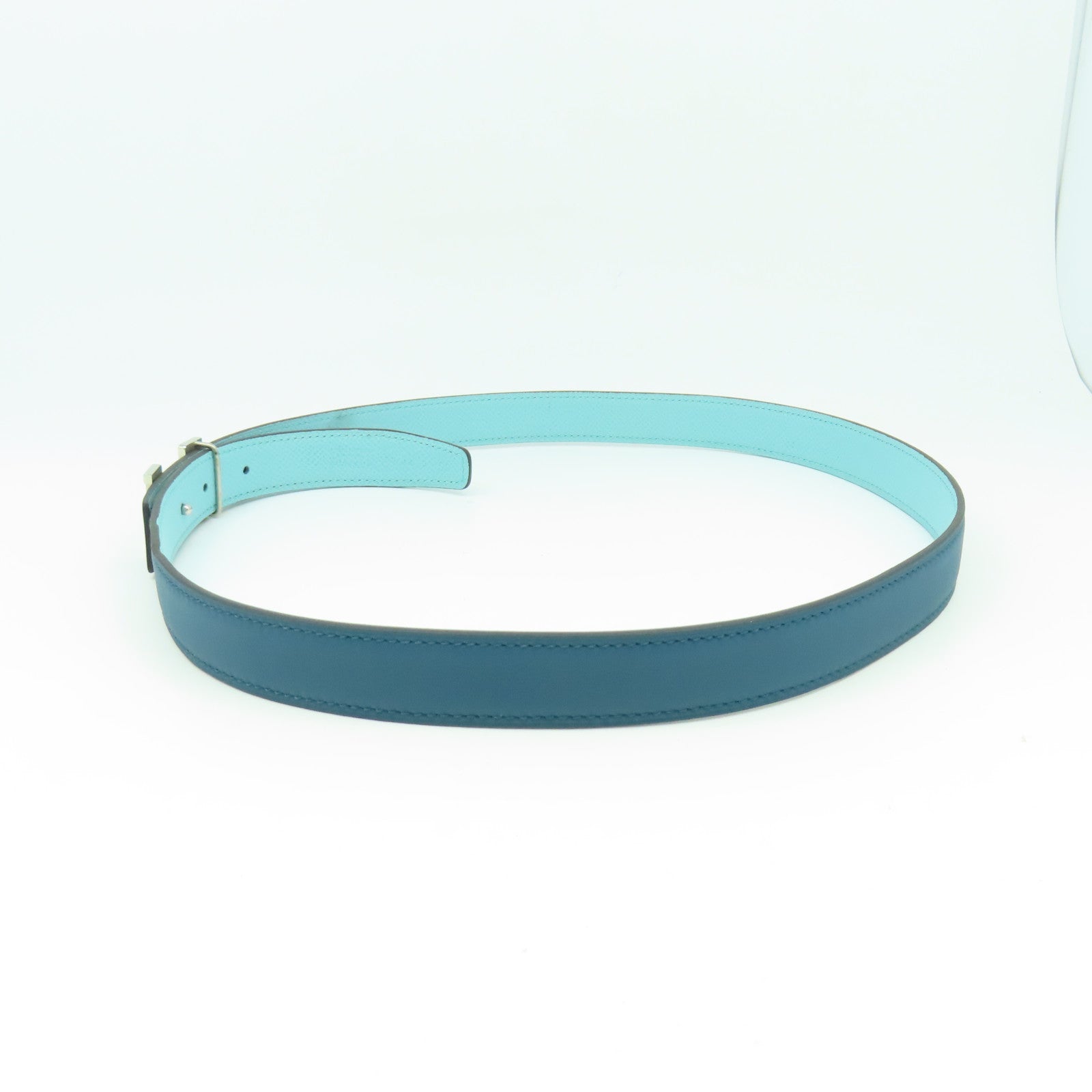 HERMES 【激減優惠】Swift皮革H Belt銀扣皮帶藍色