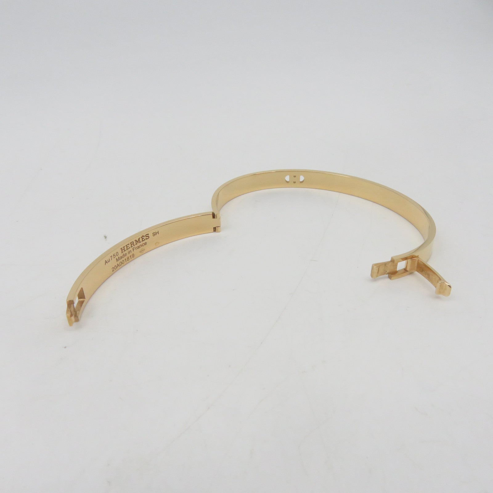 HERMES 18K黃金0.07ct鑽石H D'ancre Bracelet金色手鐲