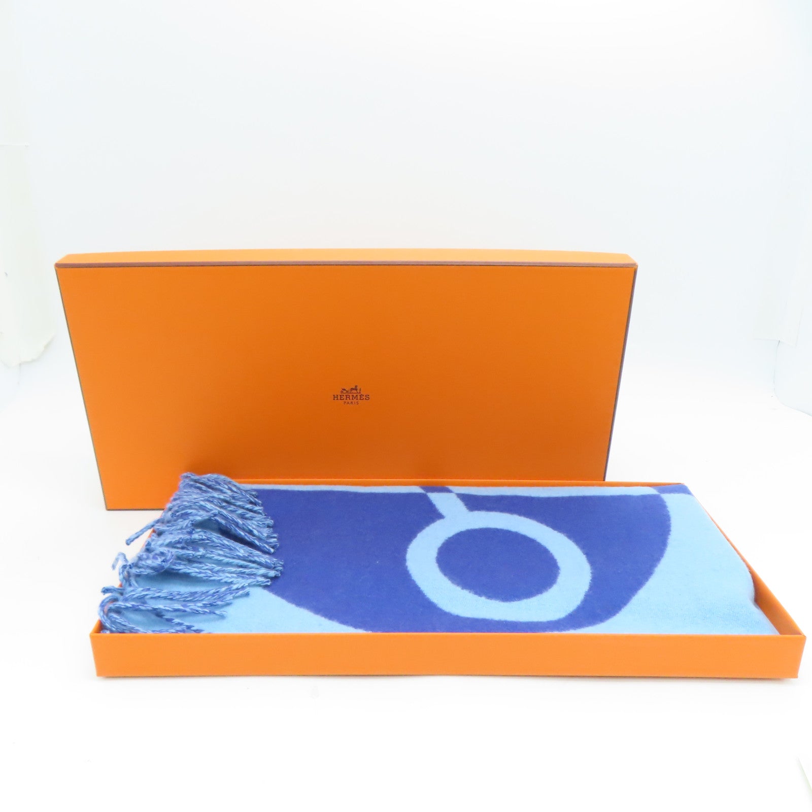 HERMES 羊绒Scarf颈巾蓝色