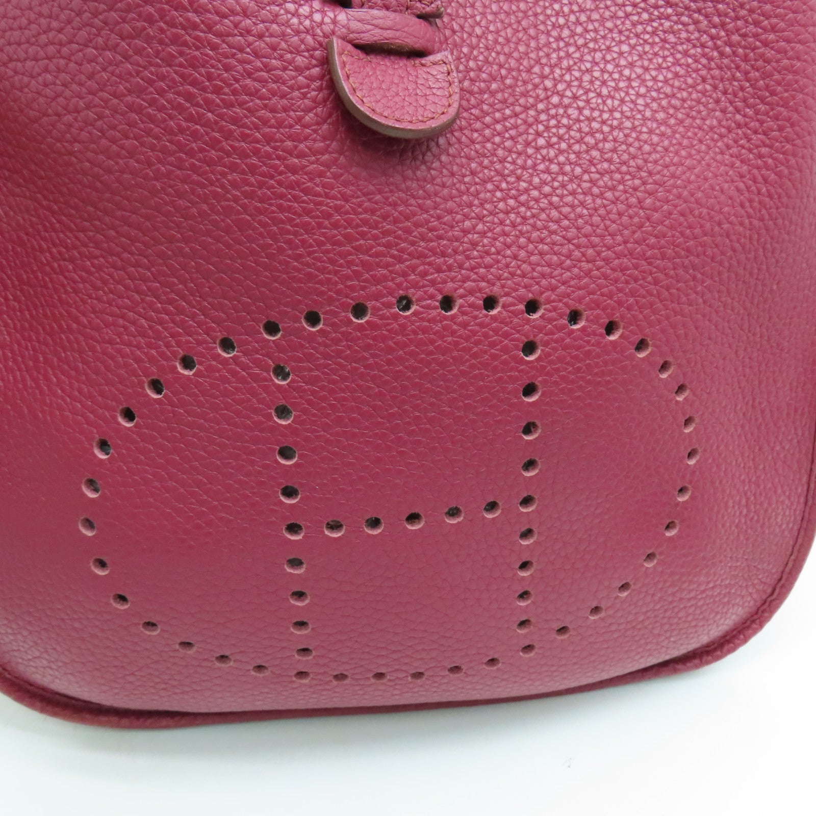 HERMES Clemence皮革Evelyne PM银扣肩背袋红色