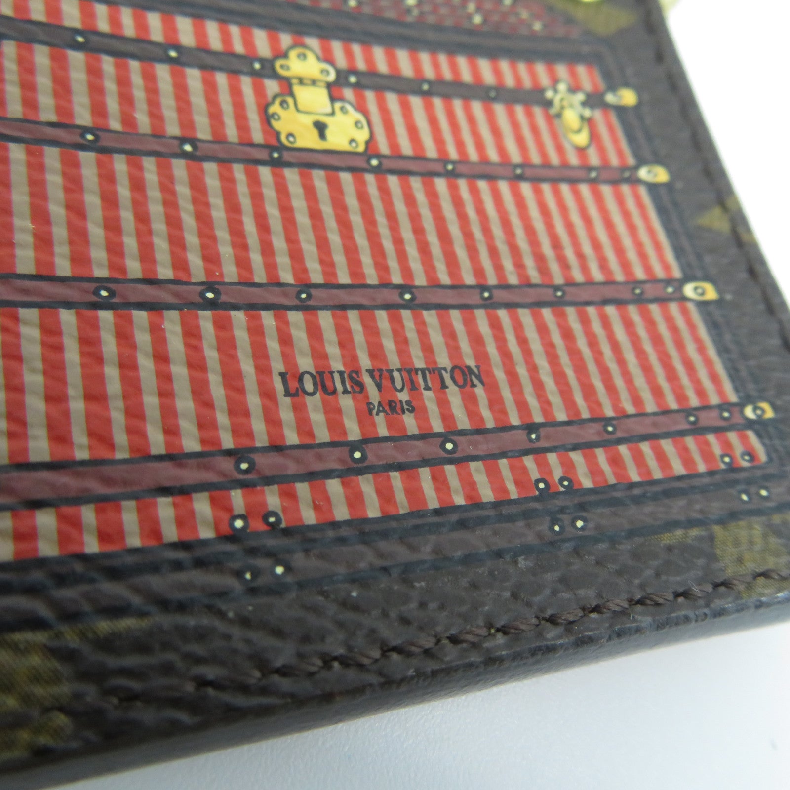 LOUIS VUITTON Monogram Illustre Bordeaux Trunk金扣鎖匙扣紅色/啡色