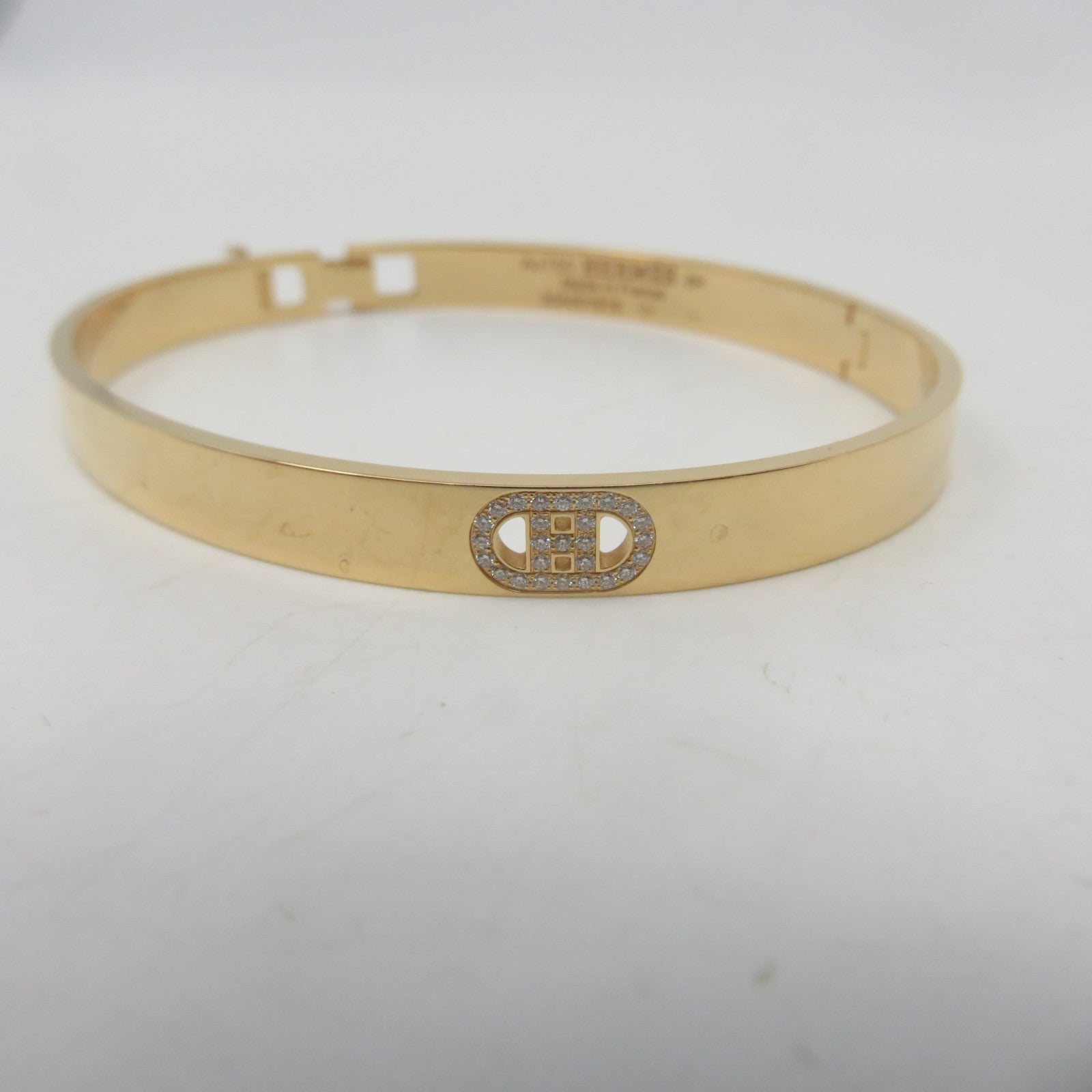 HERMES 18K黃金0.07ct鑽石H D'ancre Bracelet金色手鐲