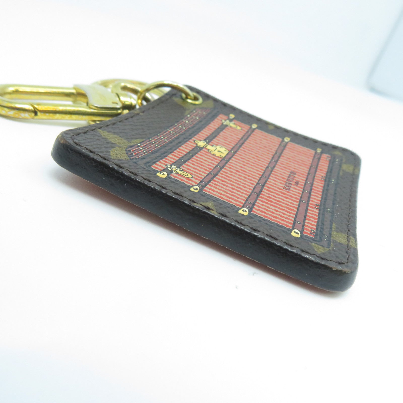 LOUIS VUITTON Monogram Illustre Bordeaux Trunk金扣鎖匙扣紅色/啡色