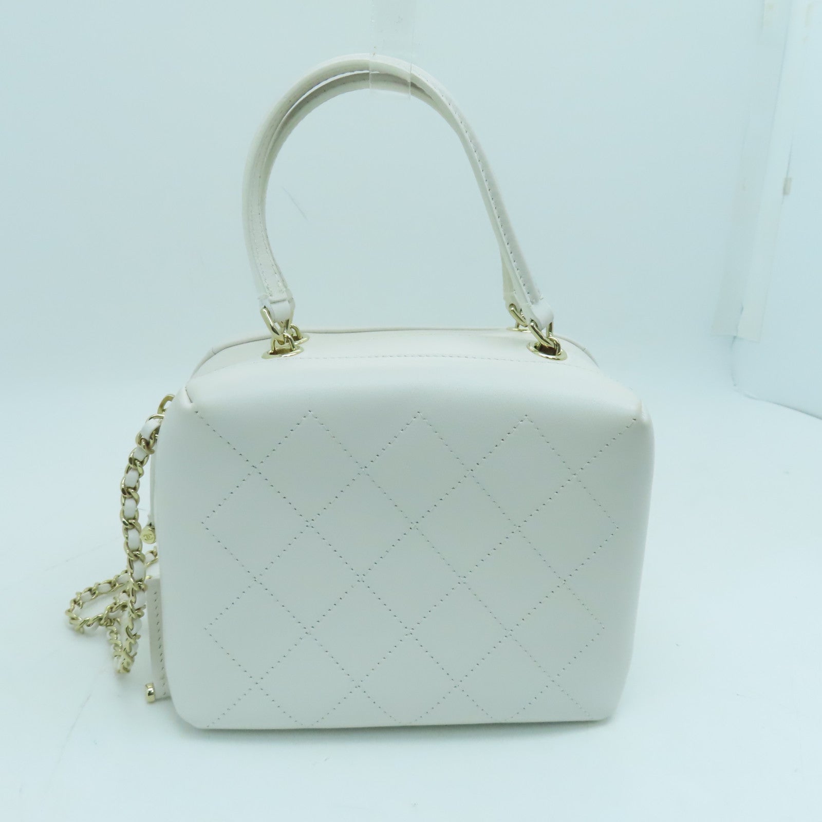 CHANEL 牛皮皮革2 Way Chain Shoulder金色手挽鏈帶肩背兩用袋白色