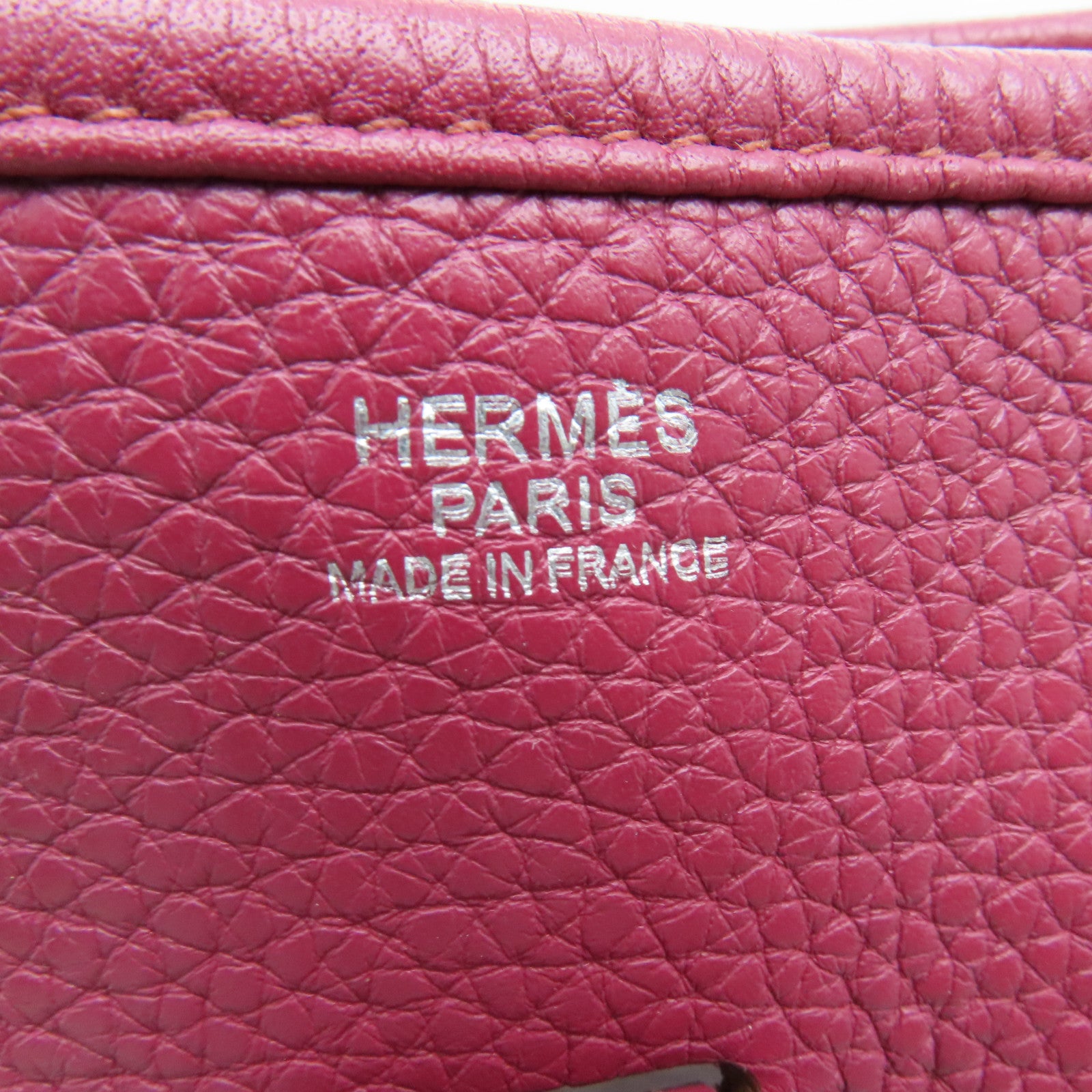 HERMES Clemence皮革Evelyne PM银扣肩背袋红色