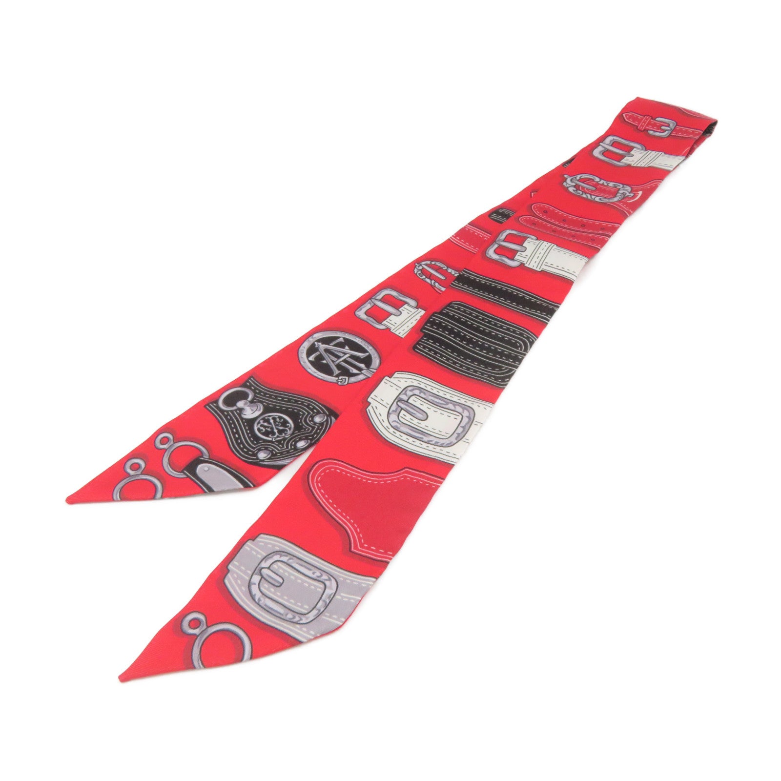 HERMES [Sharp Discount] Silk Twilly Scarf Red