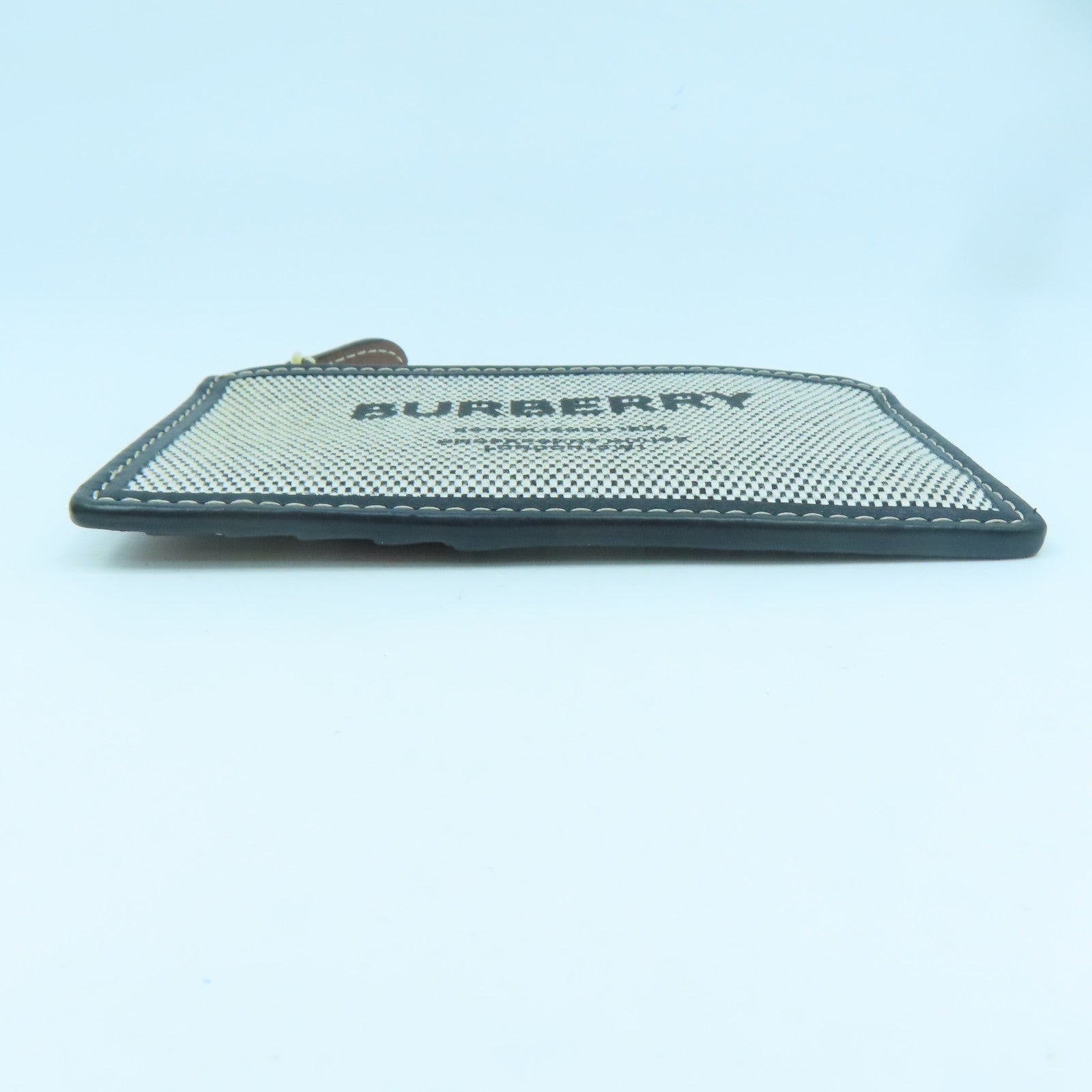 BURBERRY 牛皮皮革/帆布Card Holder金扣卡片套黑色/啡色