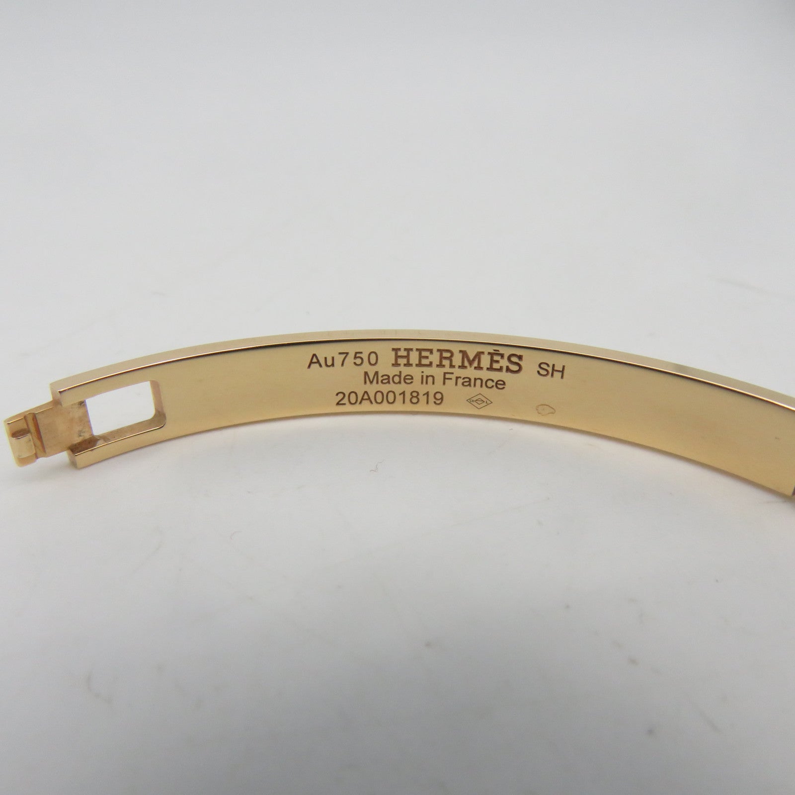 HERMES 18K黃金0.07ct鑽石H D'ancre Bracelet金色手鐲