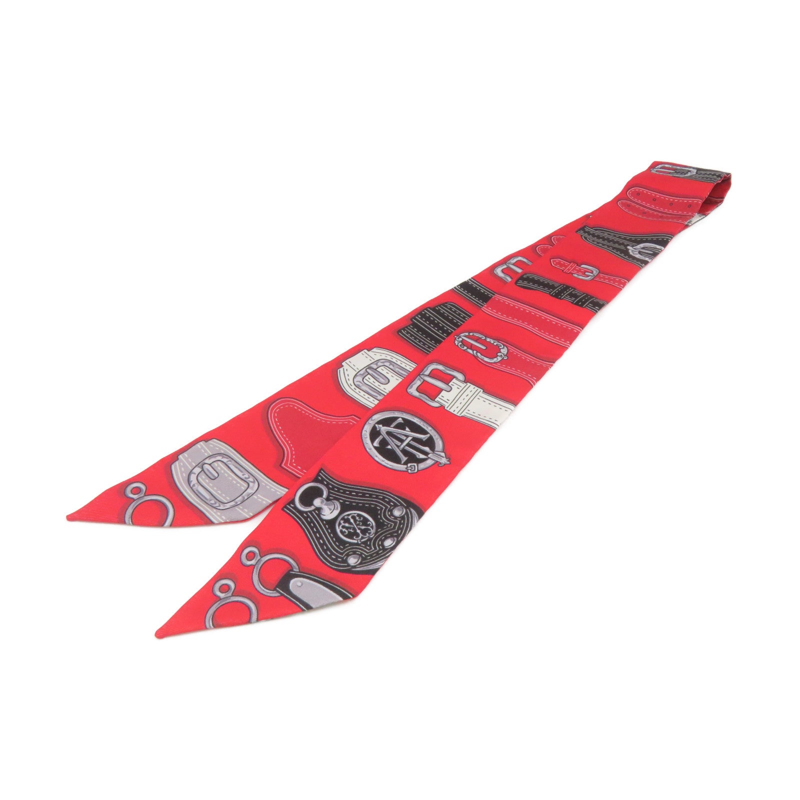 HERMES [Sharp Discount] Silk Twilly Scarf Red