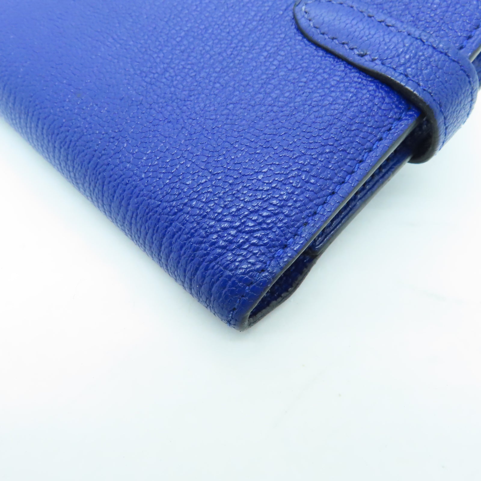 HERMES 【激減優惠】Chevre皮革Kelly Wallet銀扣錢包藍色