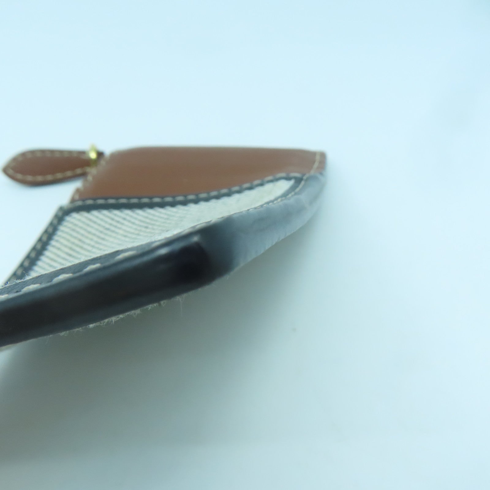 BURBERRY 牛皮皮革/帆布Card Holder金扣卡片套黑色/啡色