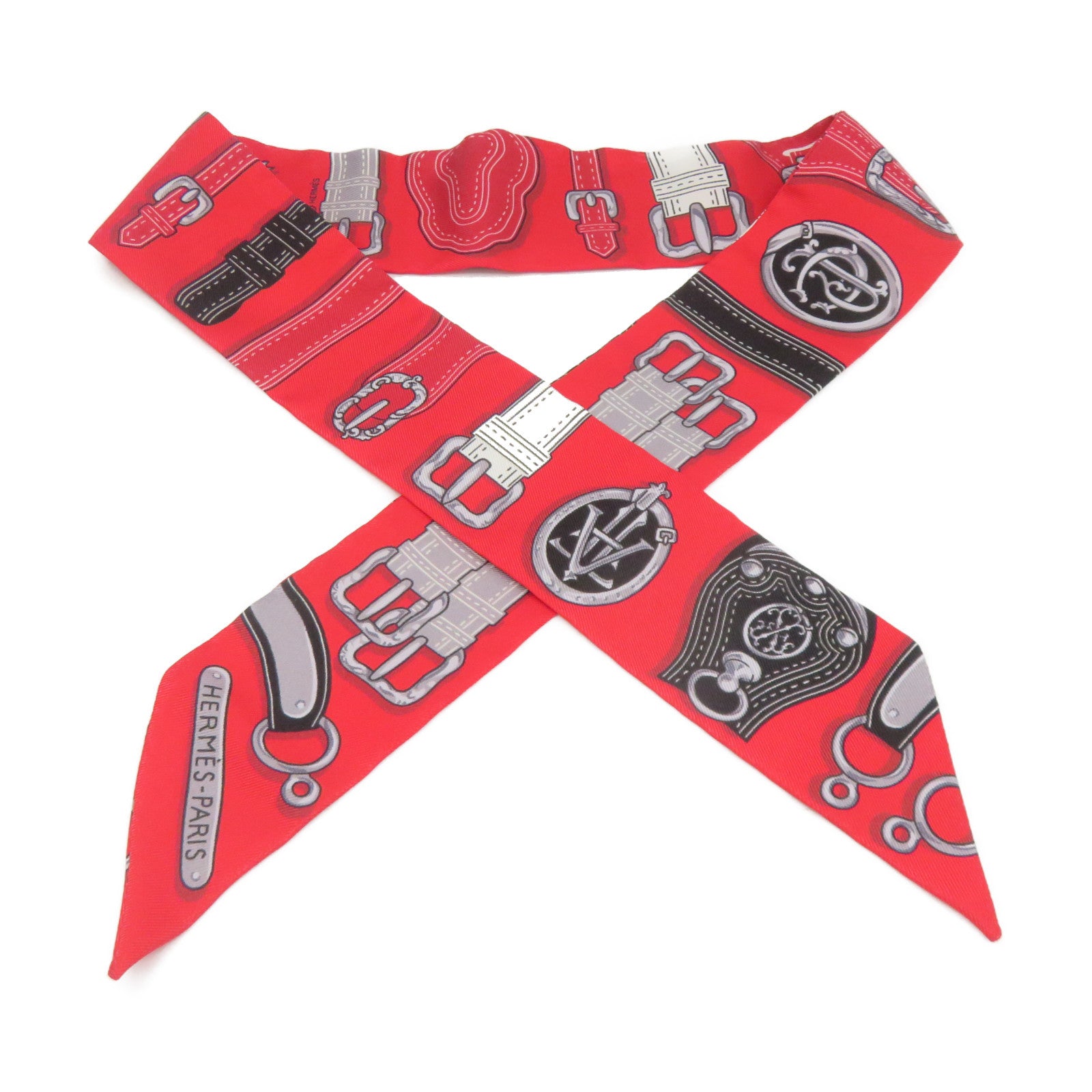 HERMES [Sharp Discount] Silk Twilly Scarf Red