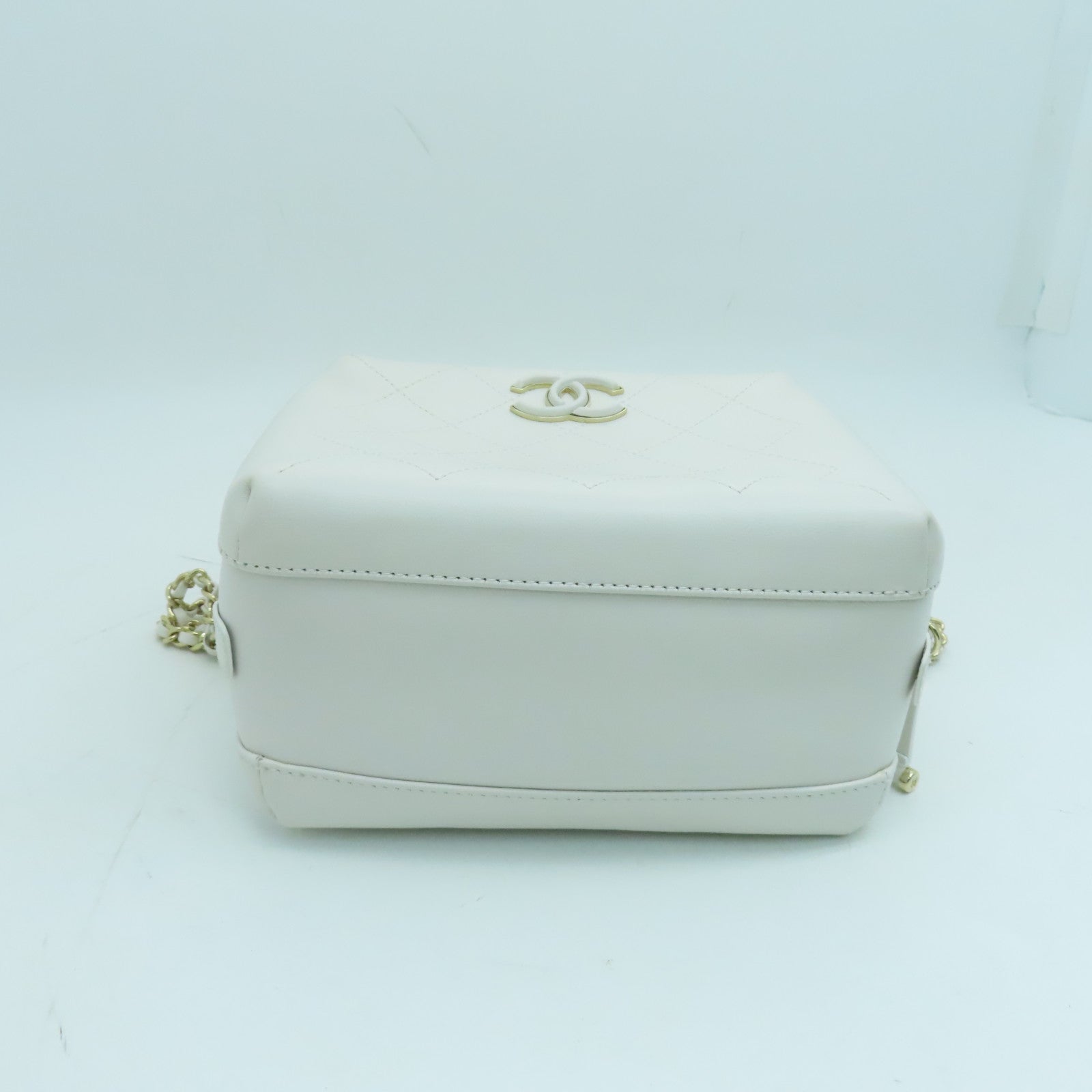 CHANEL 牛皮皮革2 Way Chain Shoulder金色手挽鏈帶肩背兩用袋白色