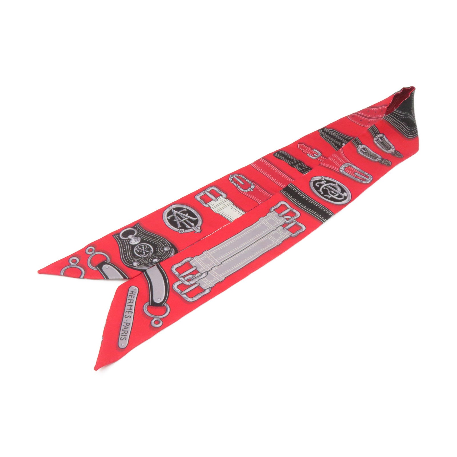 HERMES [Sharp Discount] Silk Twilly Scarf Red