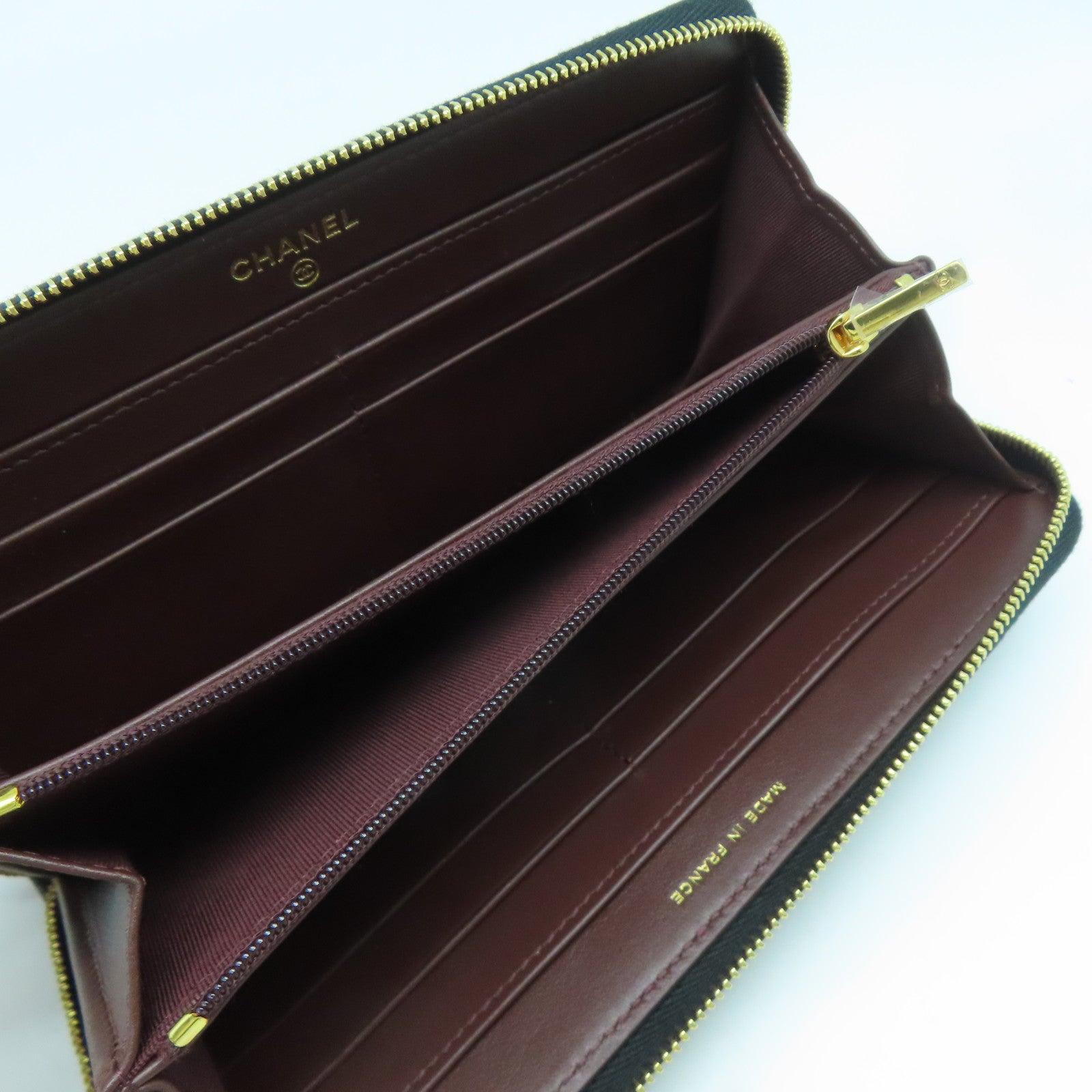 CHANEL 菱格Caviar皮革Long Wallet金扣長錢包黑色