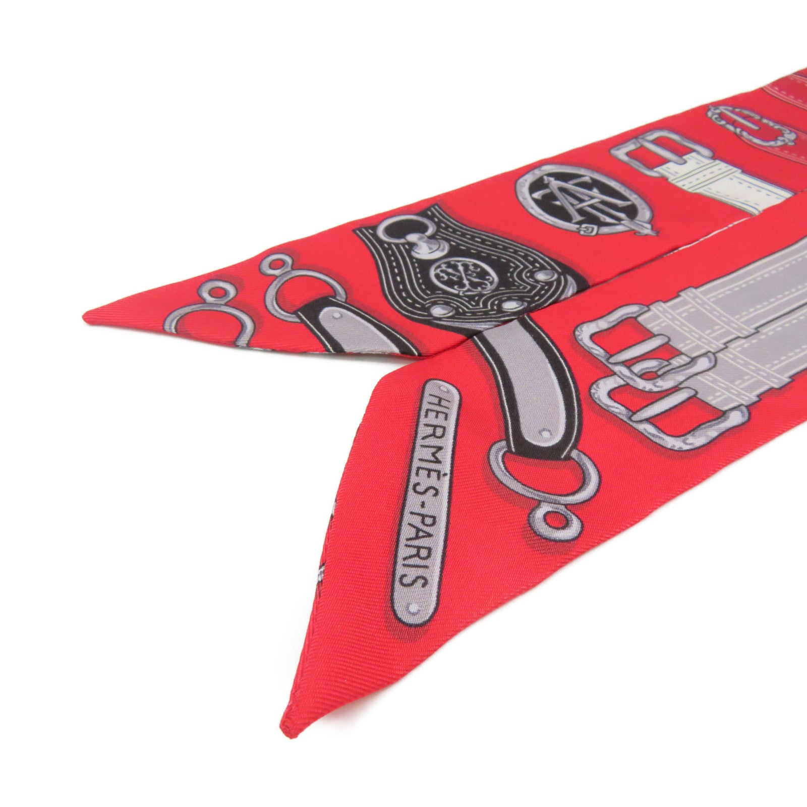 HERMES [Sharp Discount] Silk Twilly Scarf Red