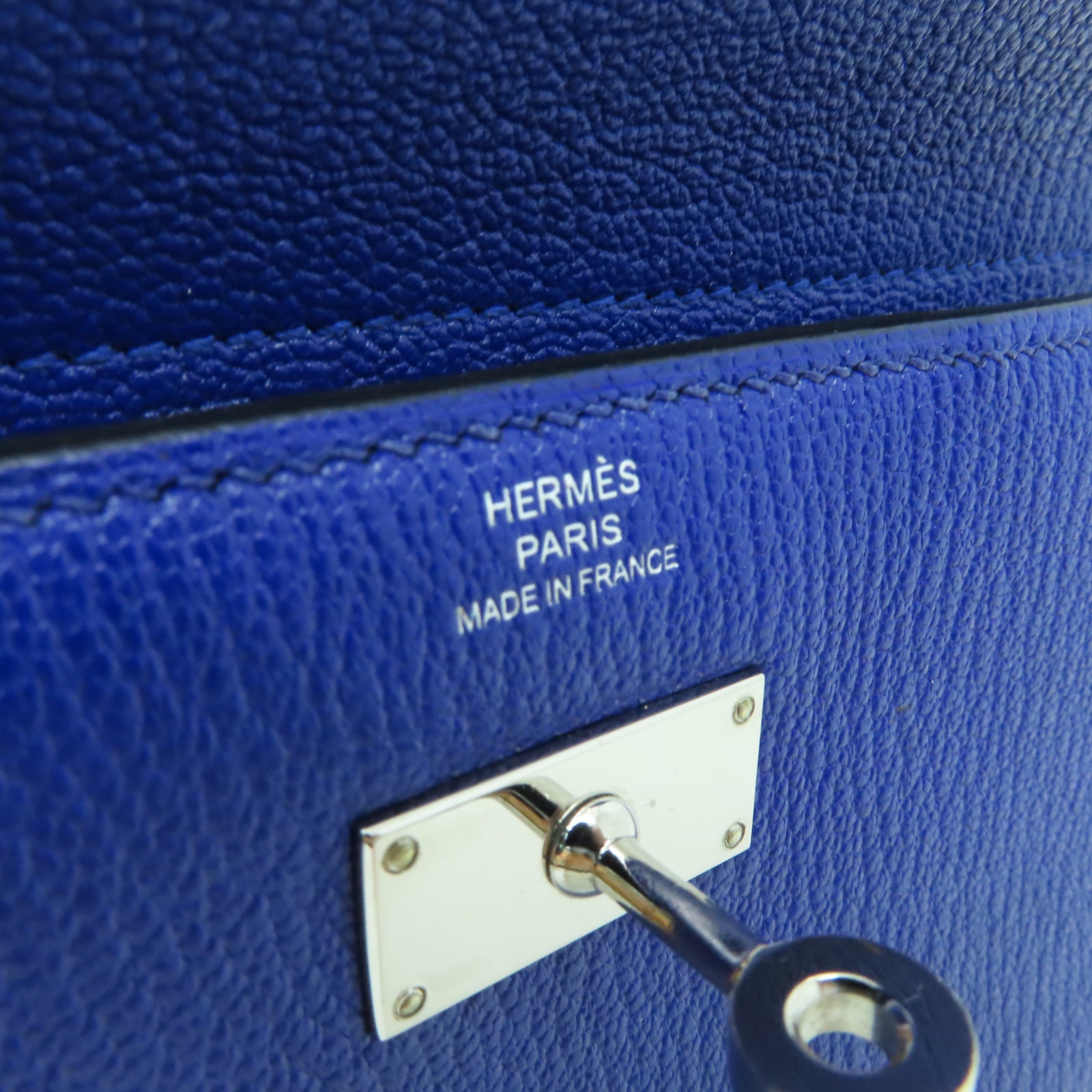 HERMES 【激減優惠】Chevre皮革Kelly Wallet銀扣錢包藍色