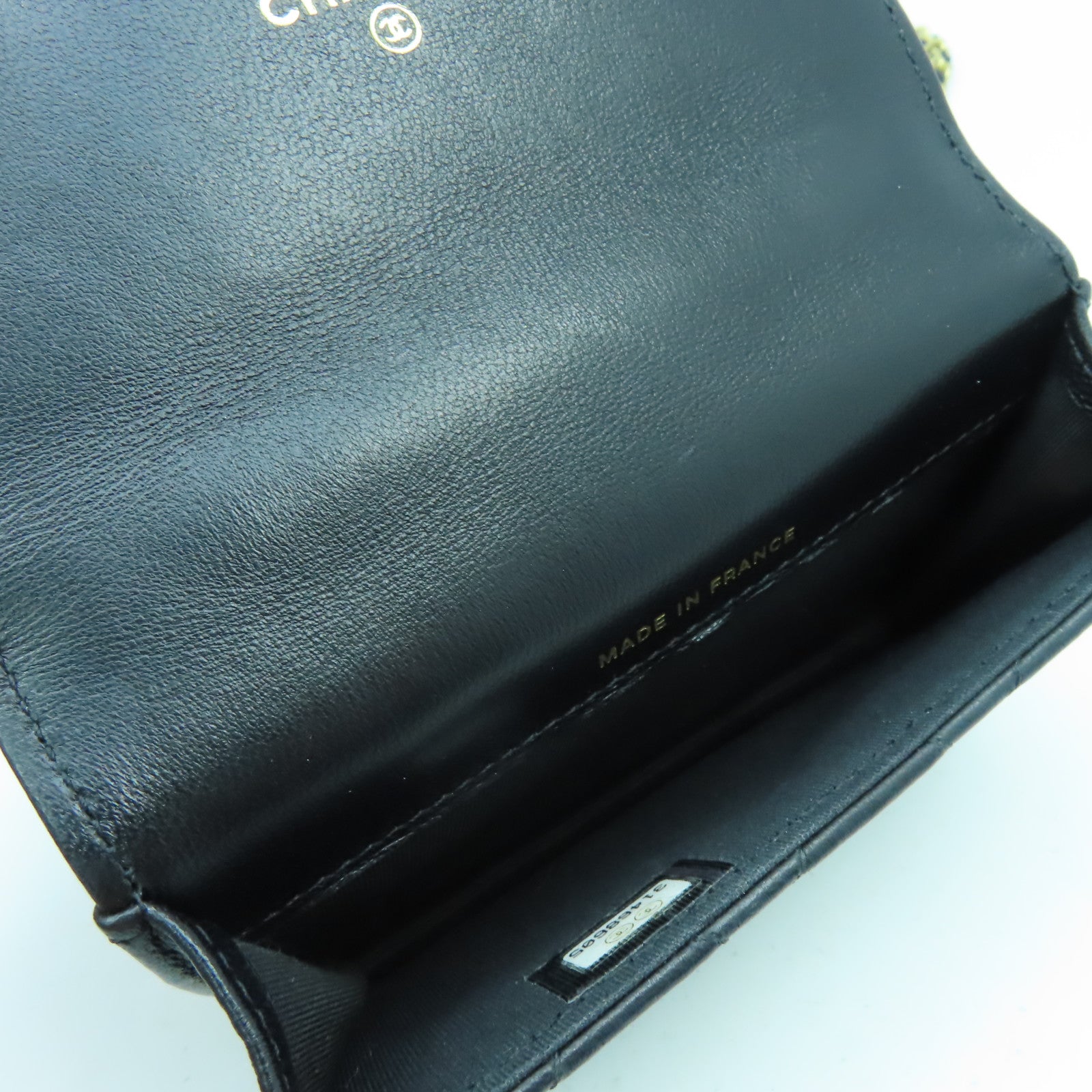 CHANEL 菱格羊皮皮革Chain Shoulder金扣鏈帶肩背袋黑色